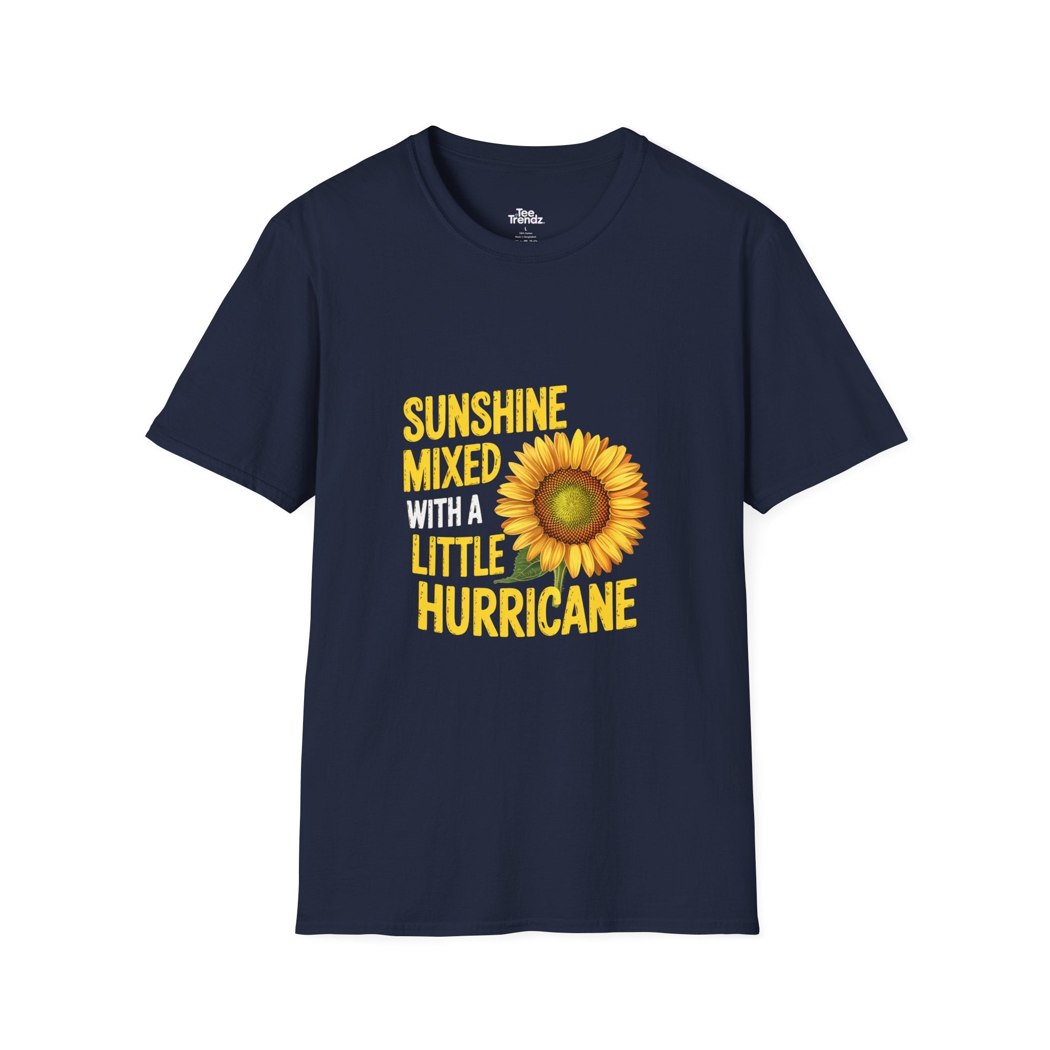 Sunshine Mixed With A Little Hurricane T-Shirt – Sunflower Graphic Tee for Bold, Fun-Loving Women