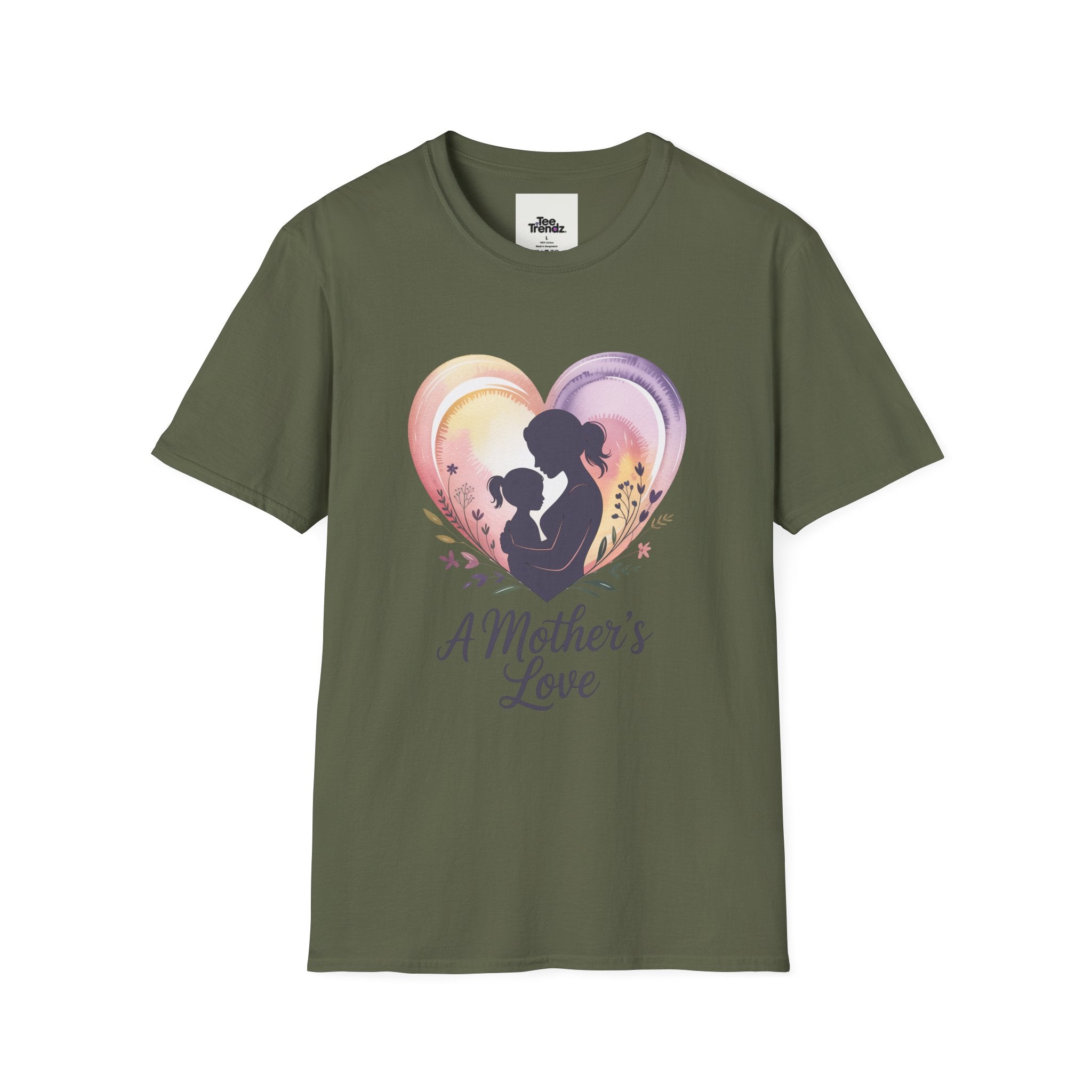 Mother's Love T-Shirt — Silhouette Heart Mom & Child Graphic (Mother's Day Gift)