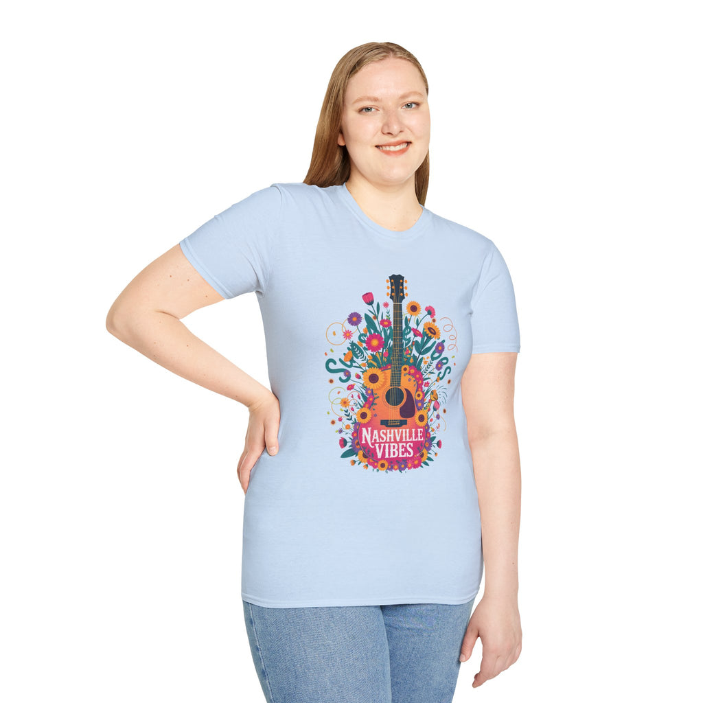 Nashville Vibes Guitar T-Shirt – Floral Music Festival Tee