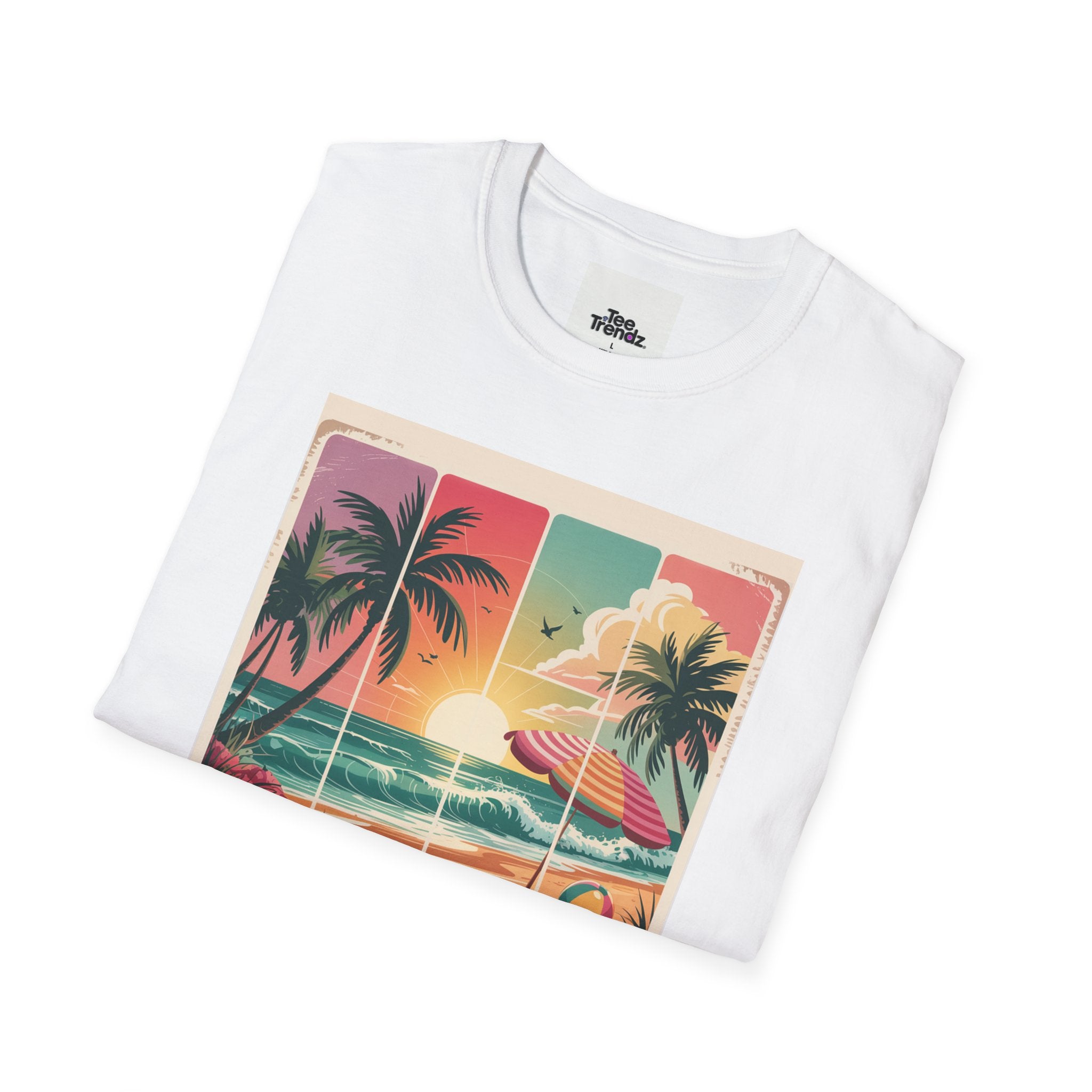 Summer Never Ends T-Shirt – Vintage Beach Sunset Graphic Tee