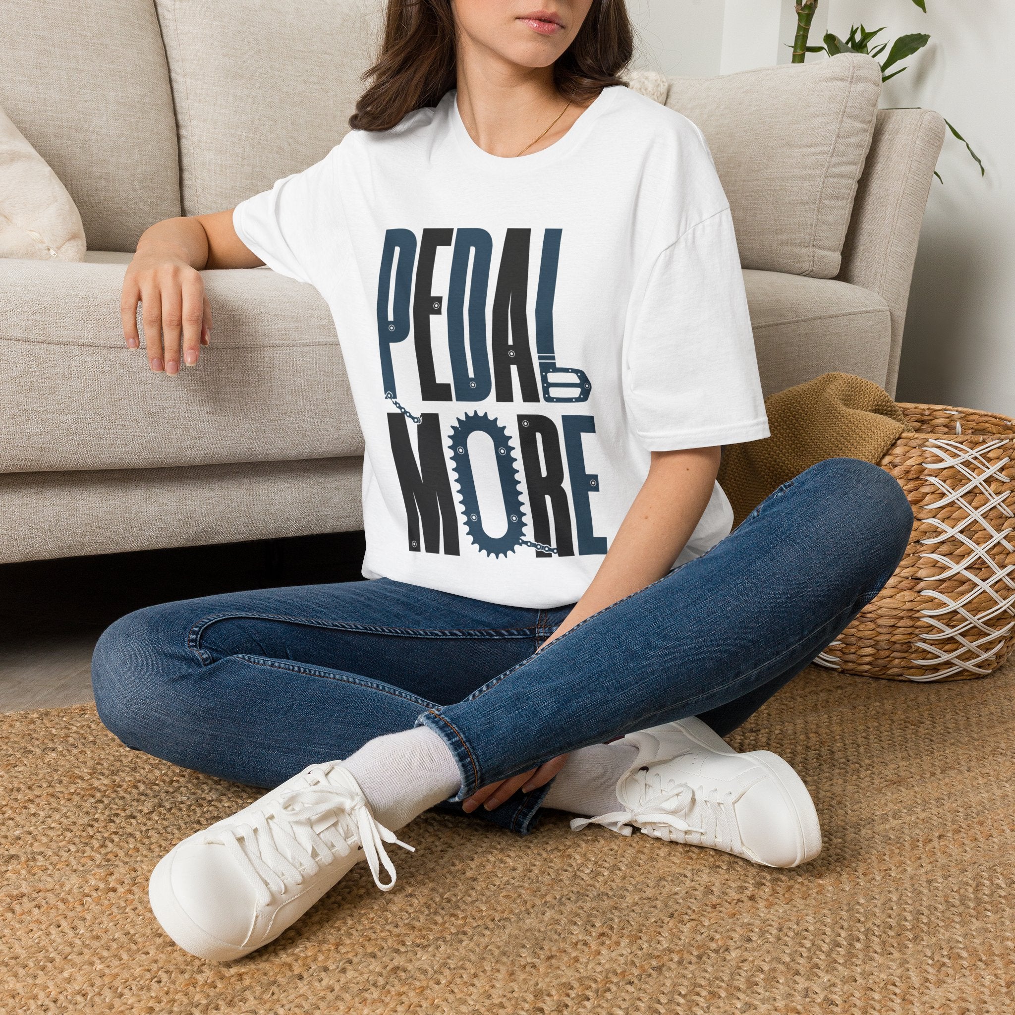 Pedal More T‑Shirt — Cycling Graphic Tee with Bike Pedal & Gear Design