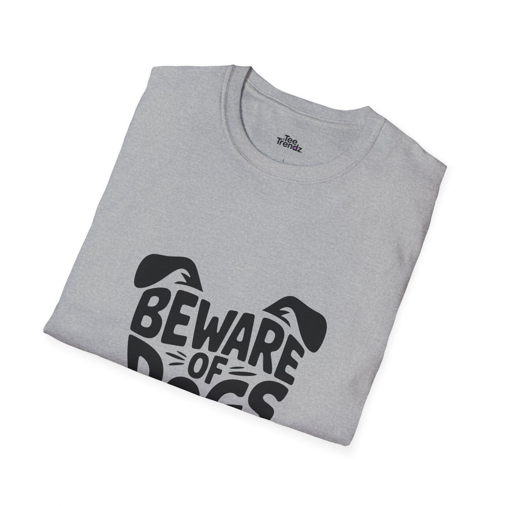 Beware of Dogs T-Shirt — Cute Dog Face Graphic Tee for Dog Lovers