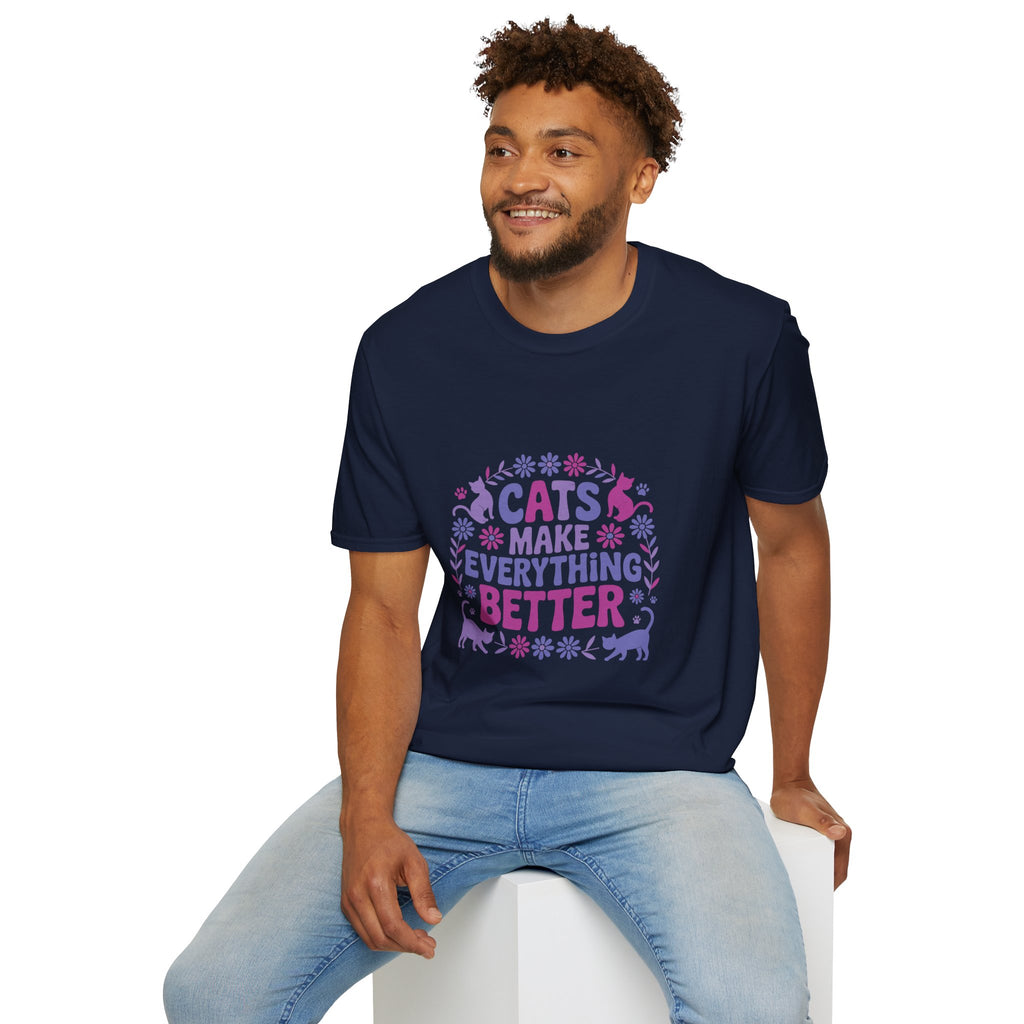 Cats Make Everything Better T-Shirt — Cute Purple Cat Lover Tee