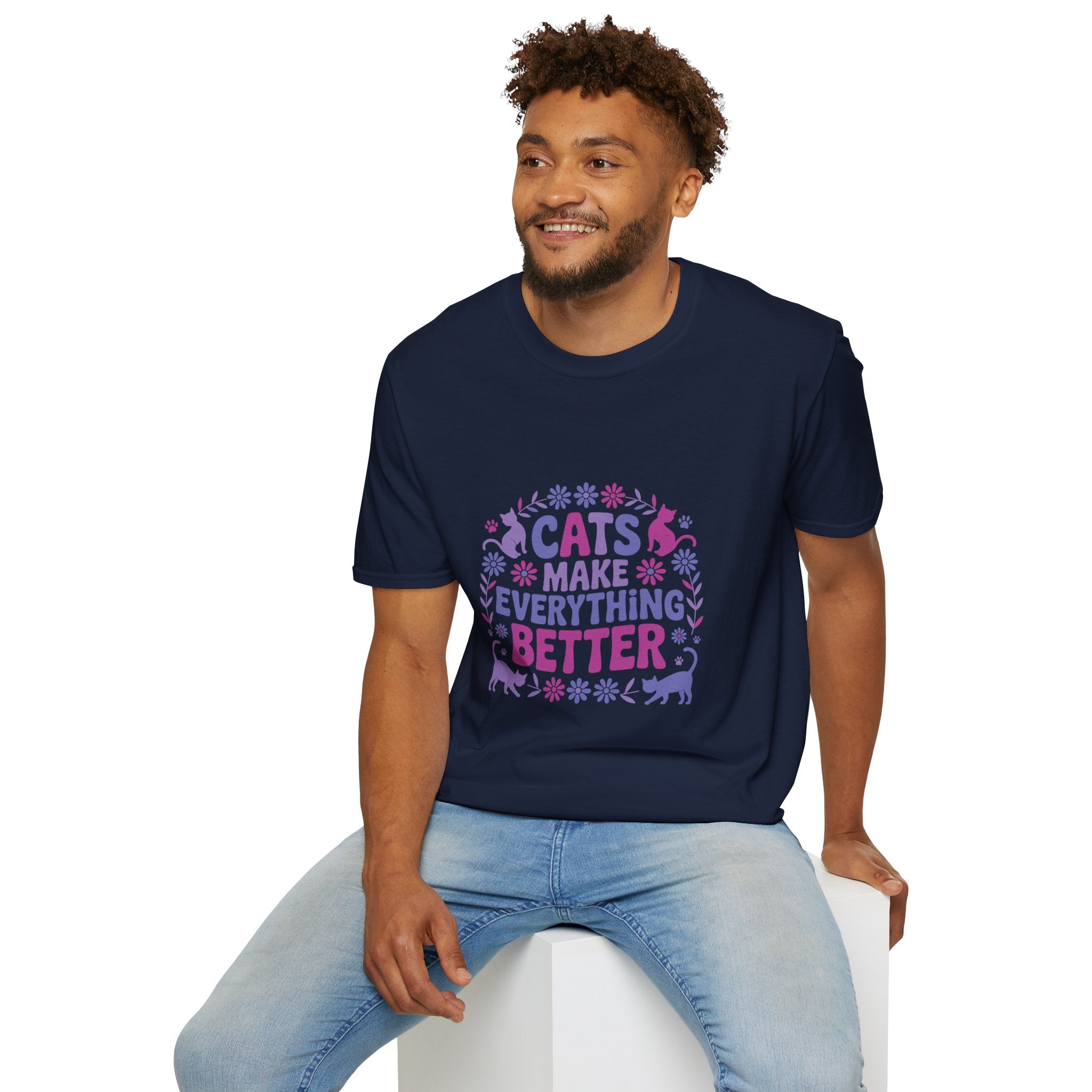 Cats Make Everything Better T-Shirt — Cute Purple Cat Lover Tee