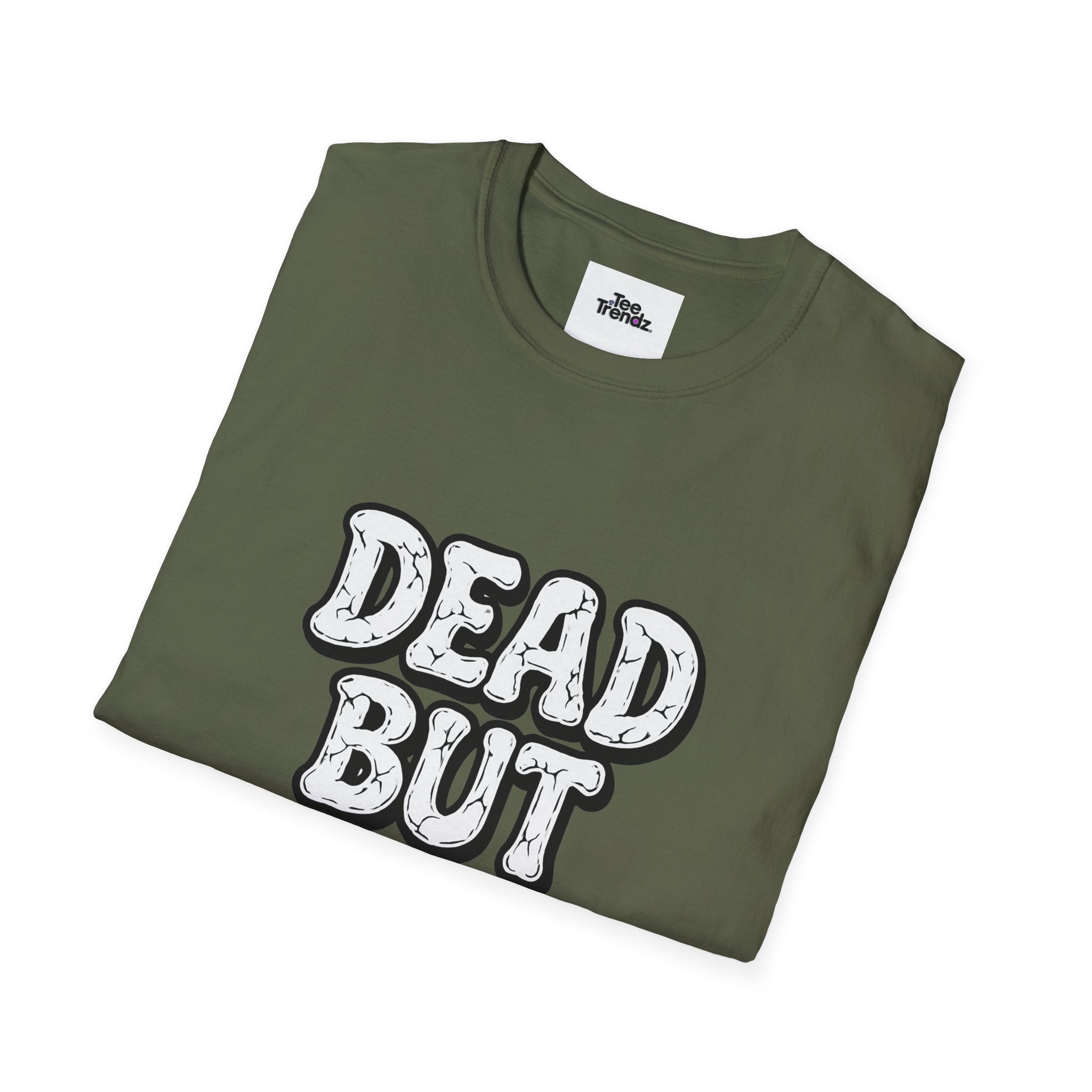 T-Shirt — "Dead But Fine" Gothic Bubble Letter Tee