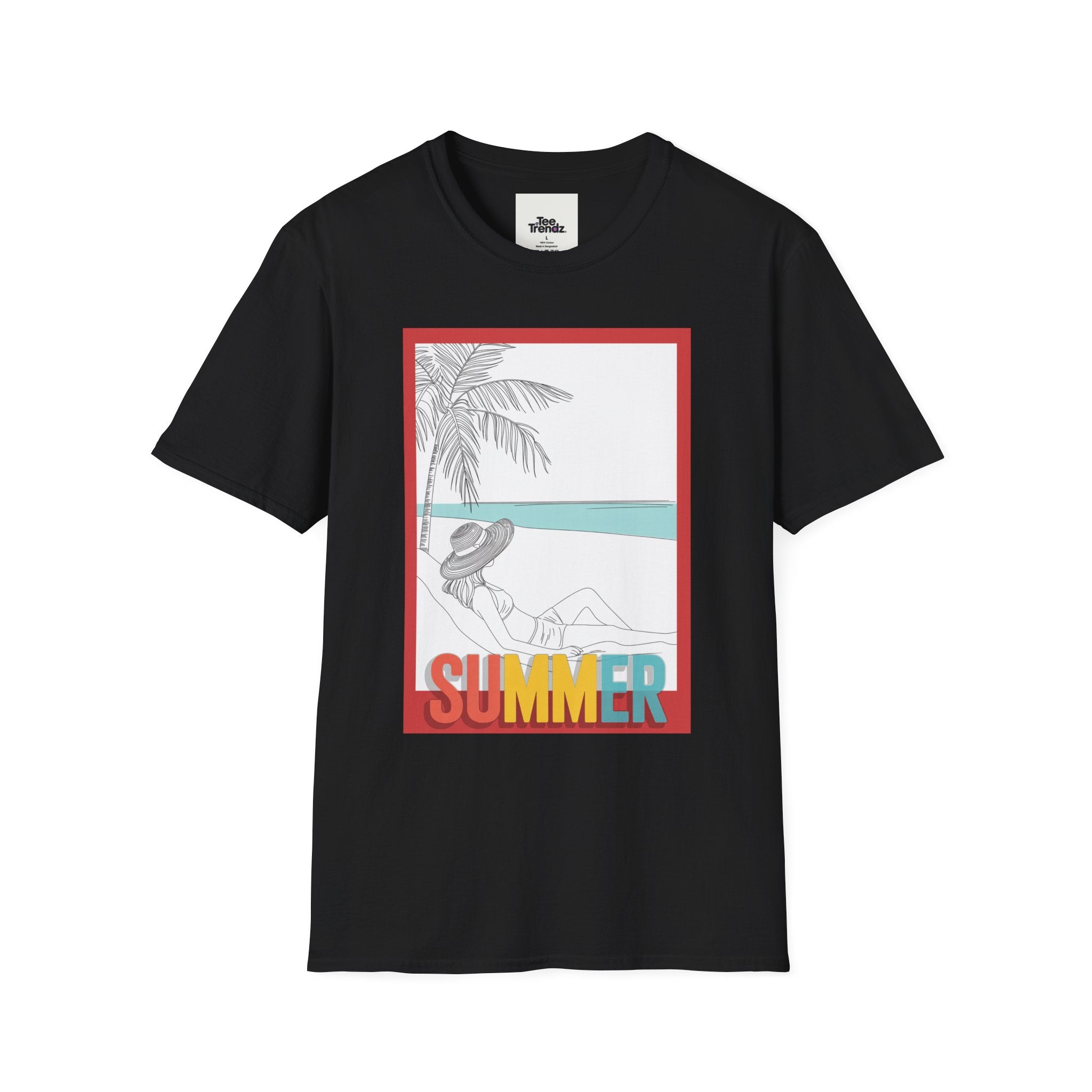 Summer Beach Graphic T-Shirt — 'SUMMER' Retro Palm & Relaxation Design