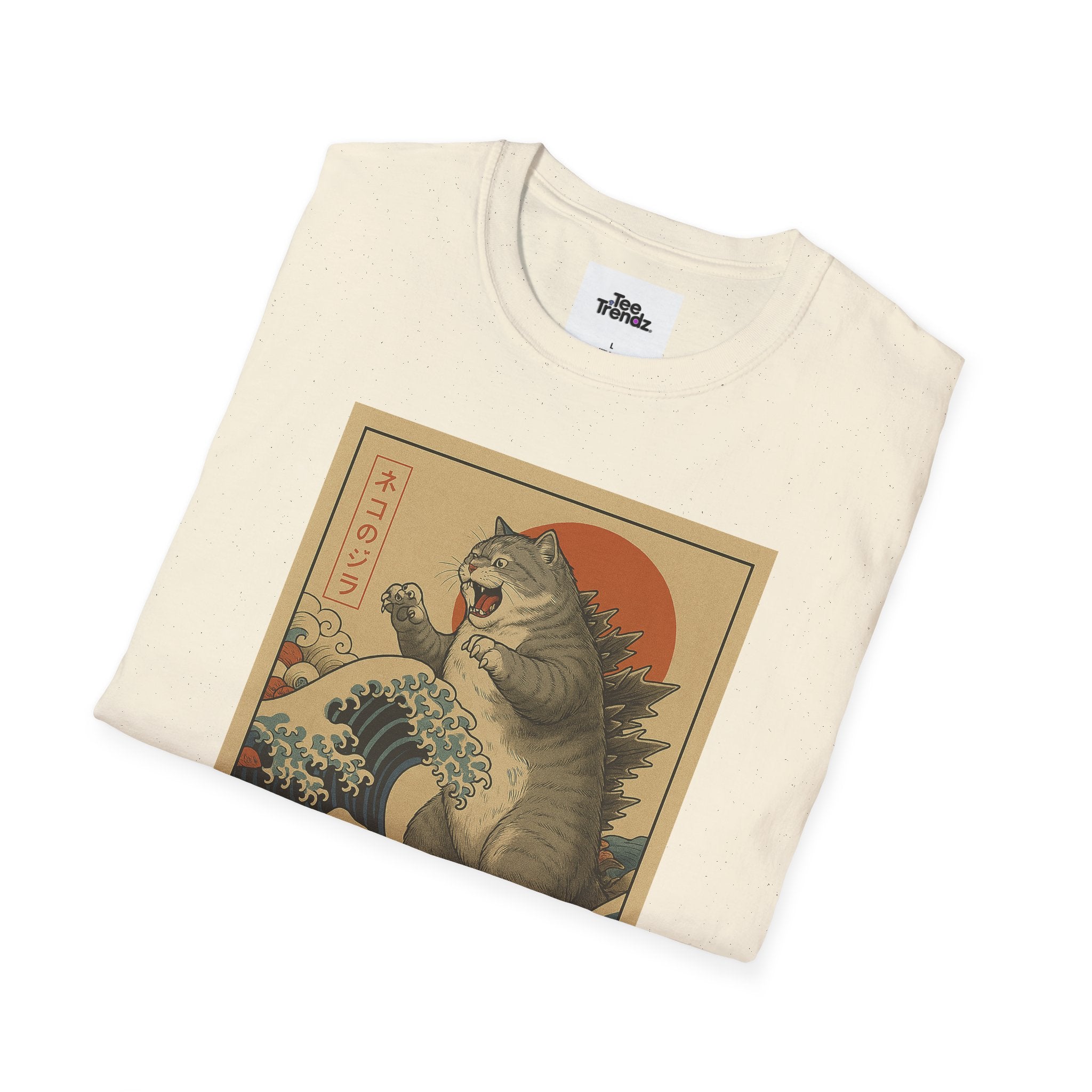 Katana Wave Cat T-Shirt — Vintage Japanese Wave Art Tee
