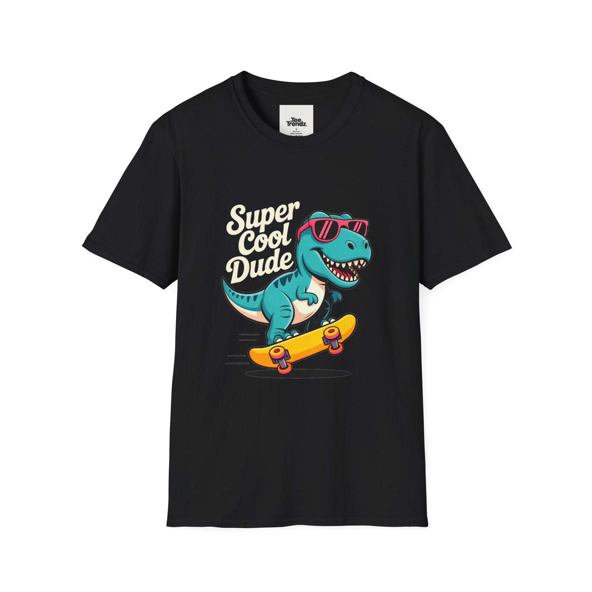 Kids Skateboard T‑Shirt — "Super Cool Dude" Dino Graphic Tee