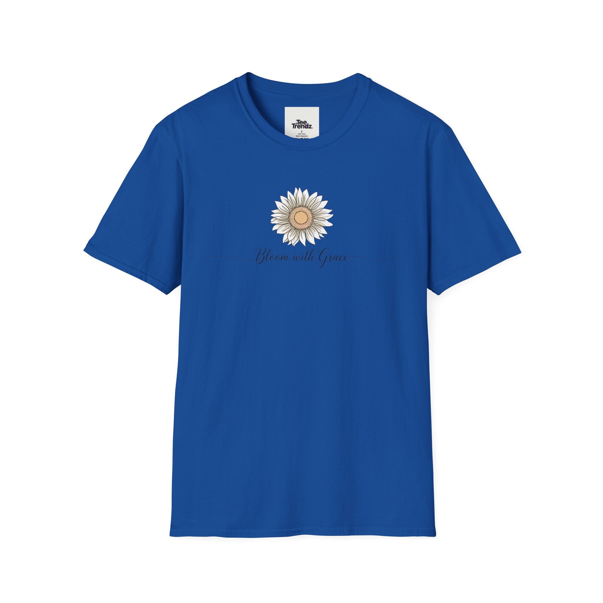 “Bloom with Grace” Sunflower T-Shirt — Floral Inspirational Graphic Tee