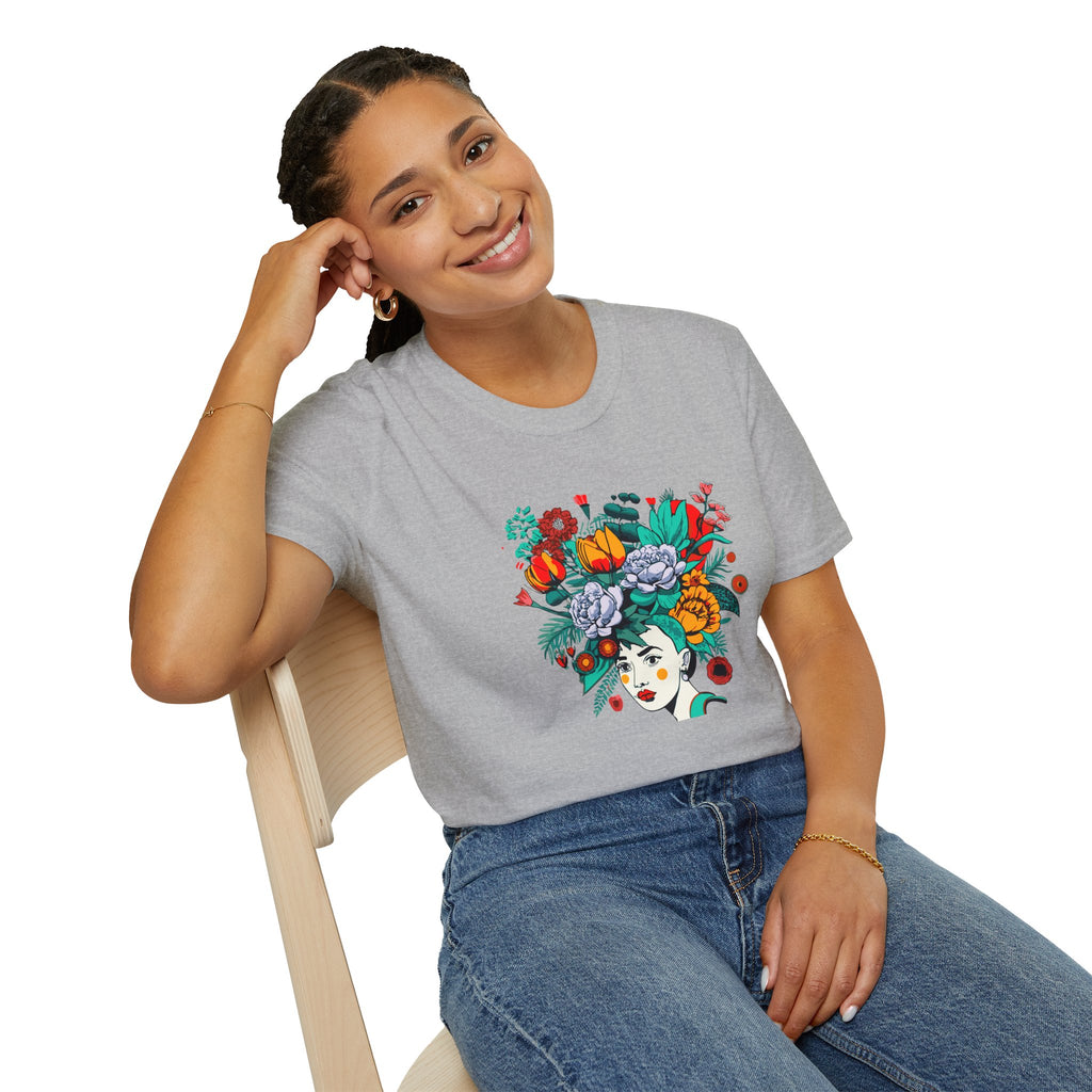 Floral Frida-Inspired Portrait T-Shirt