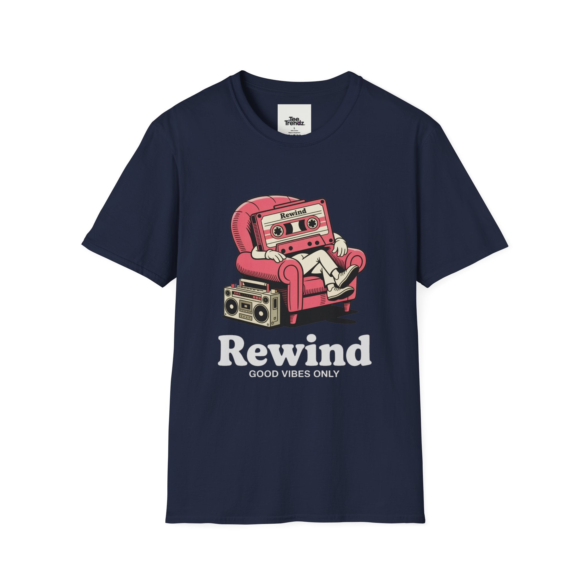 T-Shirt — "Rewind: Good Vibes Only" Retro Cassette Graphic Tee