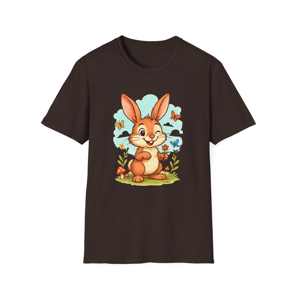 Cute Bunny Tee — Cartoon Rabbit with Butterflies Kids Easter Shirt