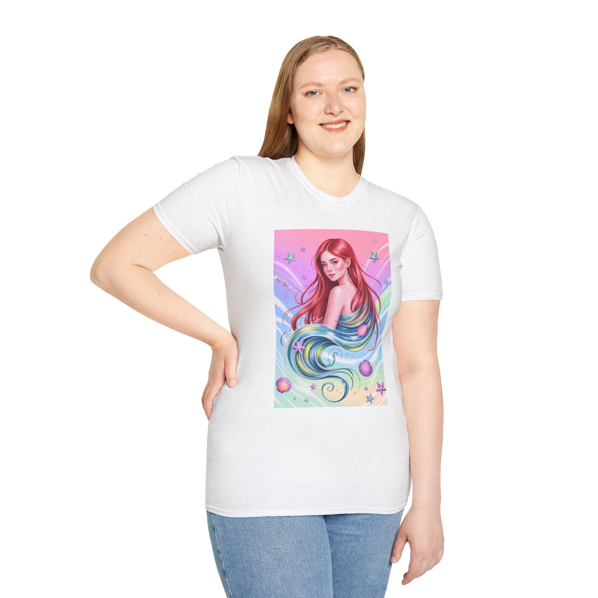 Mermaid Fantasy T-Shirt — Pastel Cosmic Sea Girl Graphic Tee