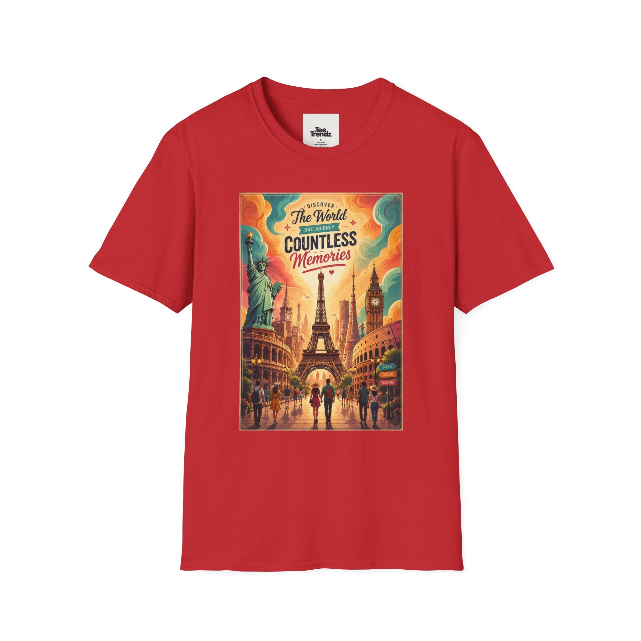 Travel Poster T-Shirt — 'The World, Countless Memories' Vintage Eiffel Tower Tee