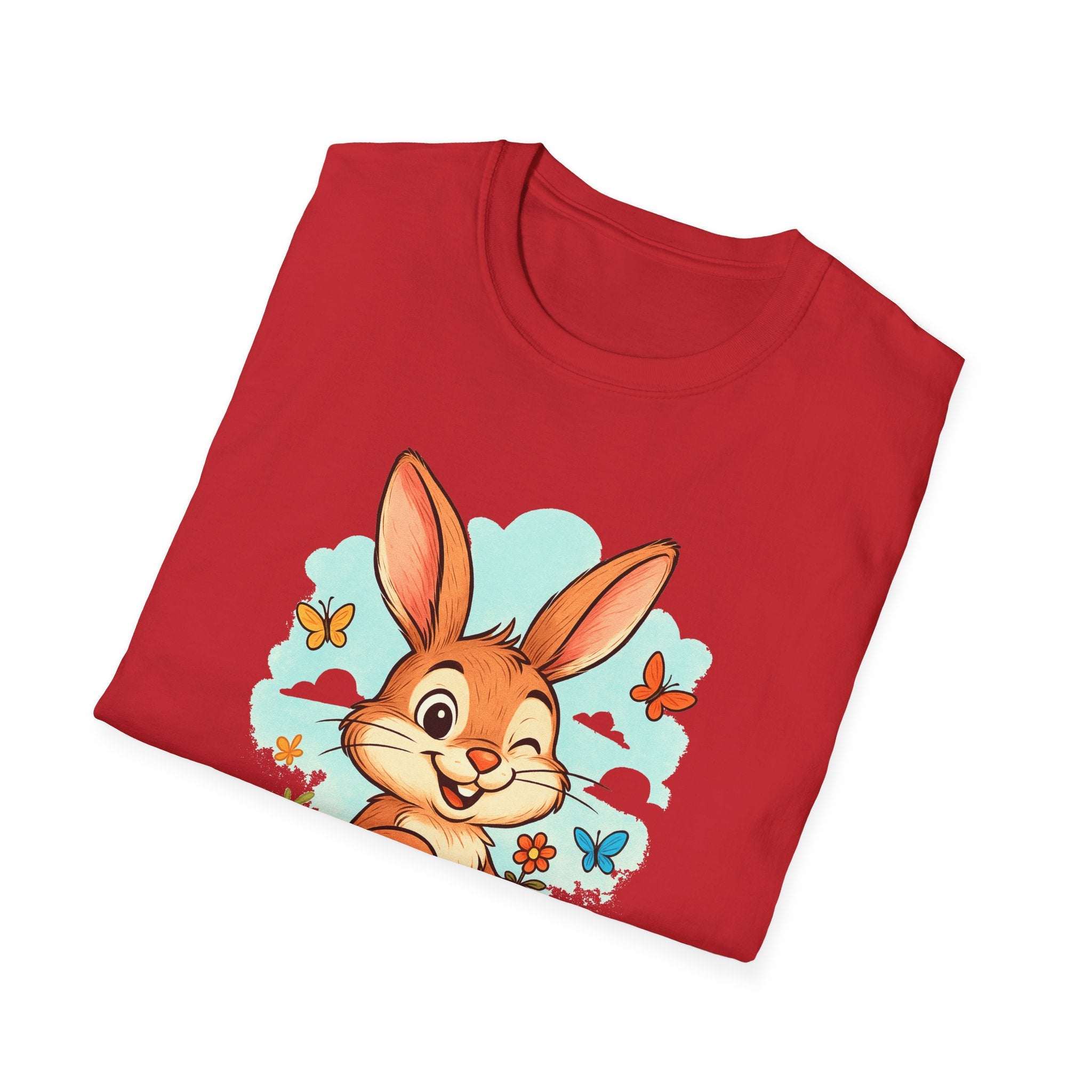 Cute Bunny Tee — Cartoon Rabbit with Butterflies Kids Easter Shirt