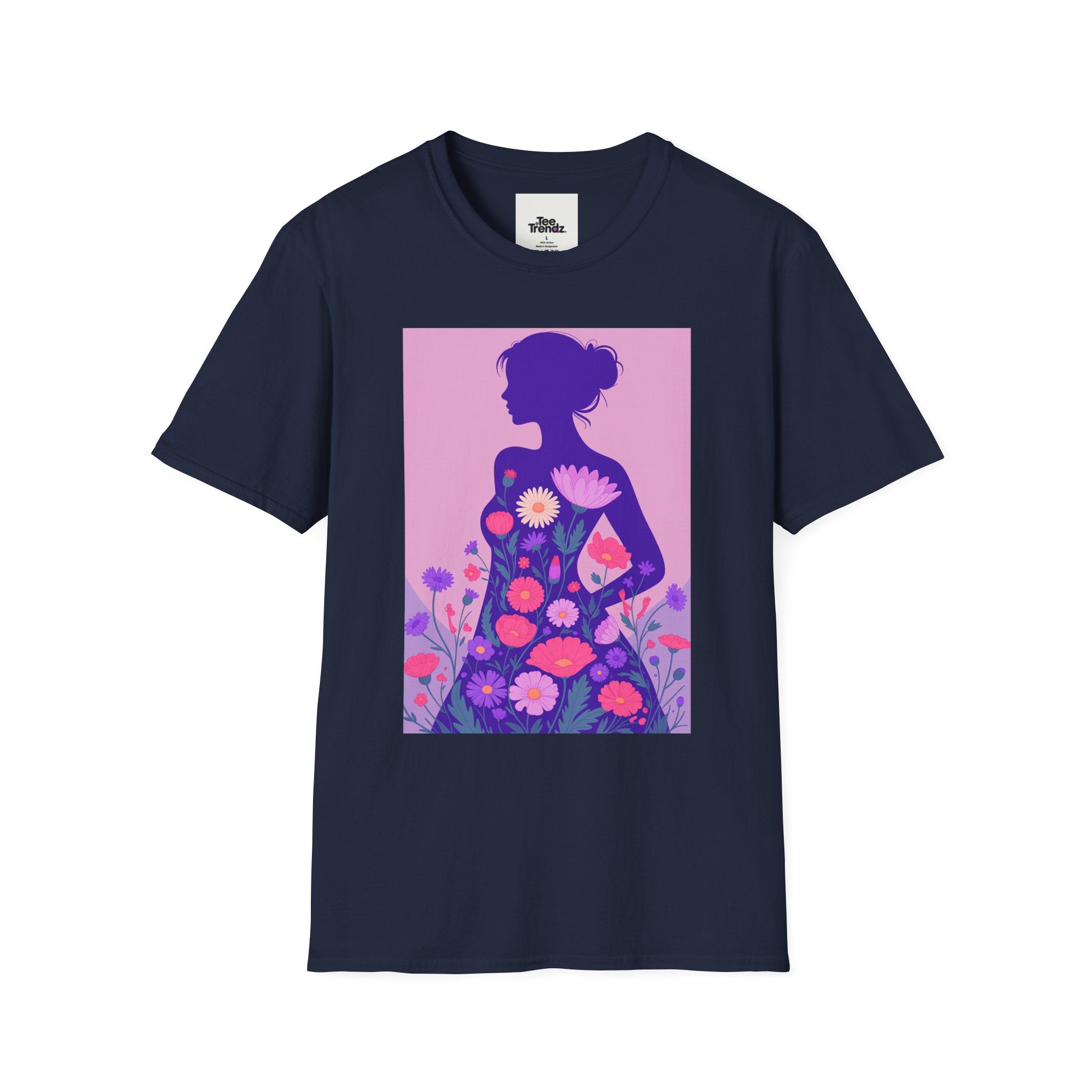 Floral Silhouette T-Shirt — Woman in Bloom Graphic Tee