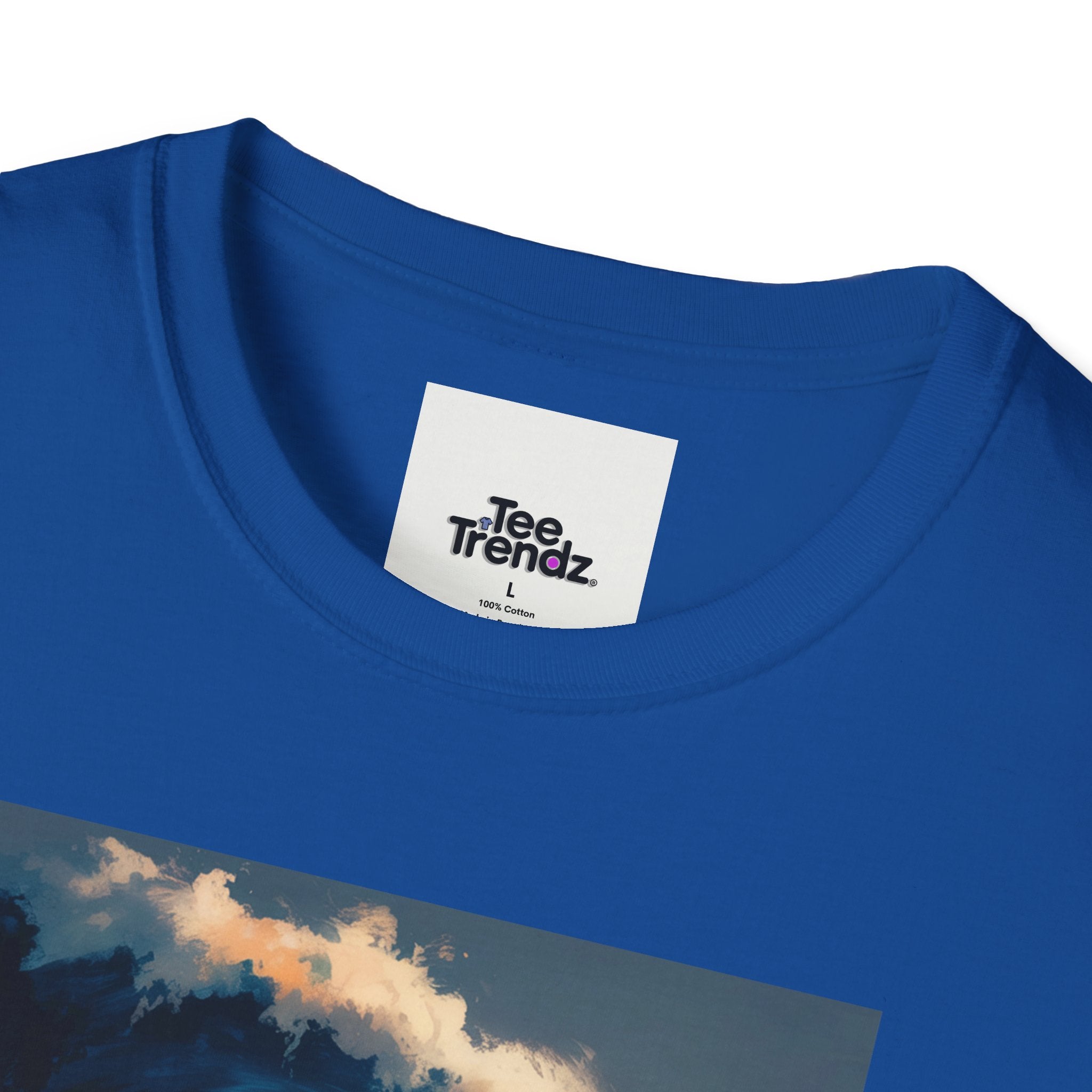 T-Shirt - Retro Beach Surf Scene with Giant Wave and Relaxing Skeleton (Vintage Coastal Vibe)