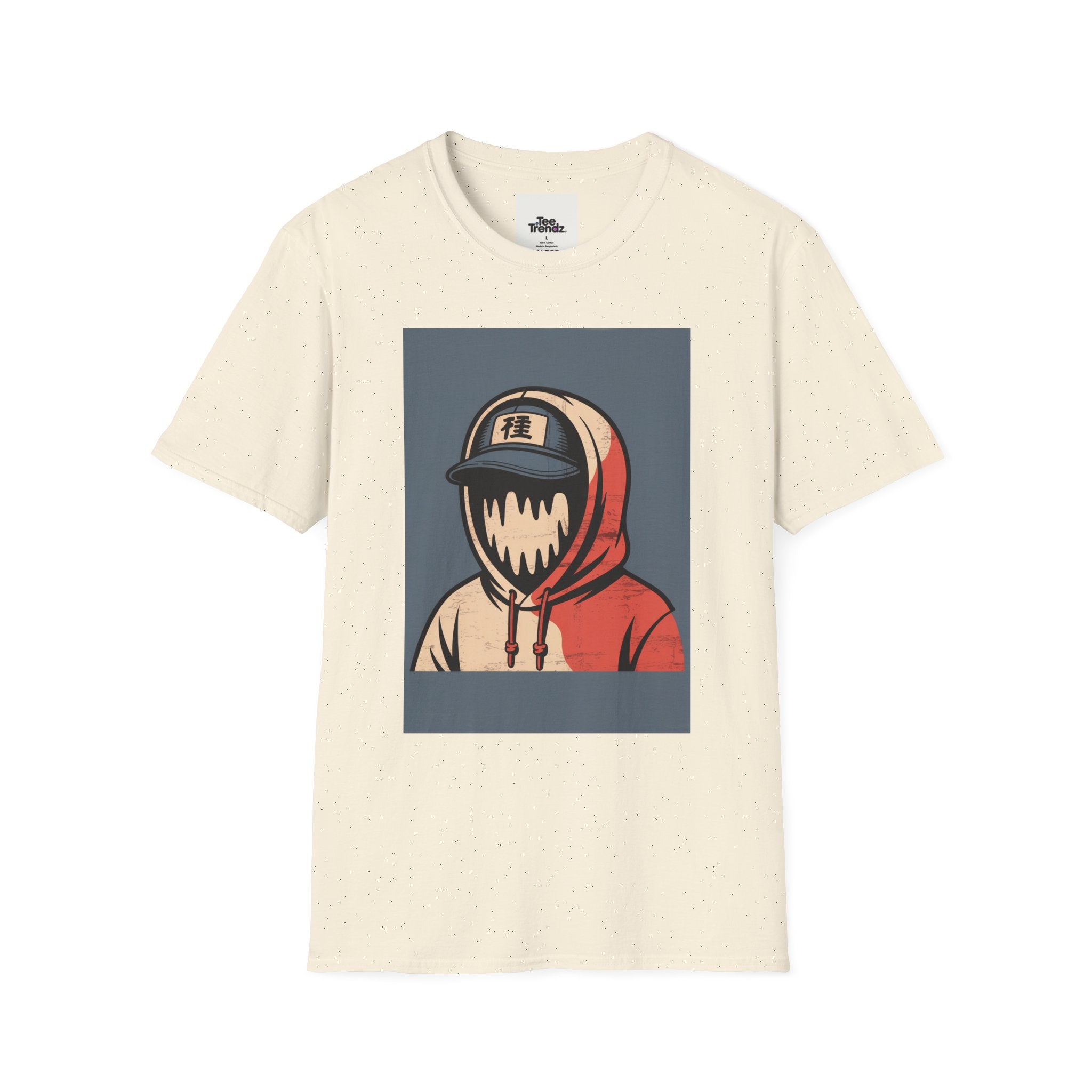 Hooded Mask Graphic T-Shirt — Streetwear Skater Hoodie Illustration