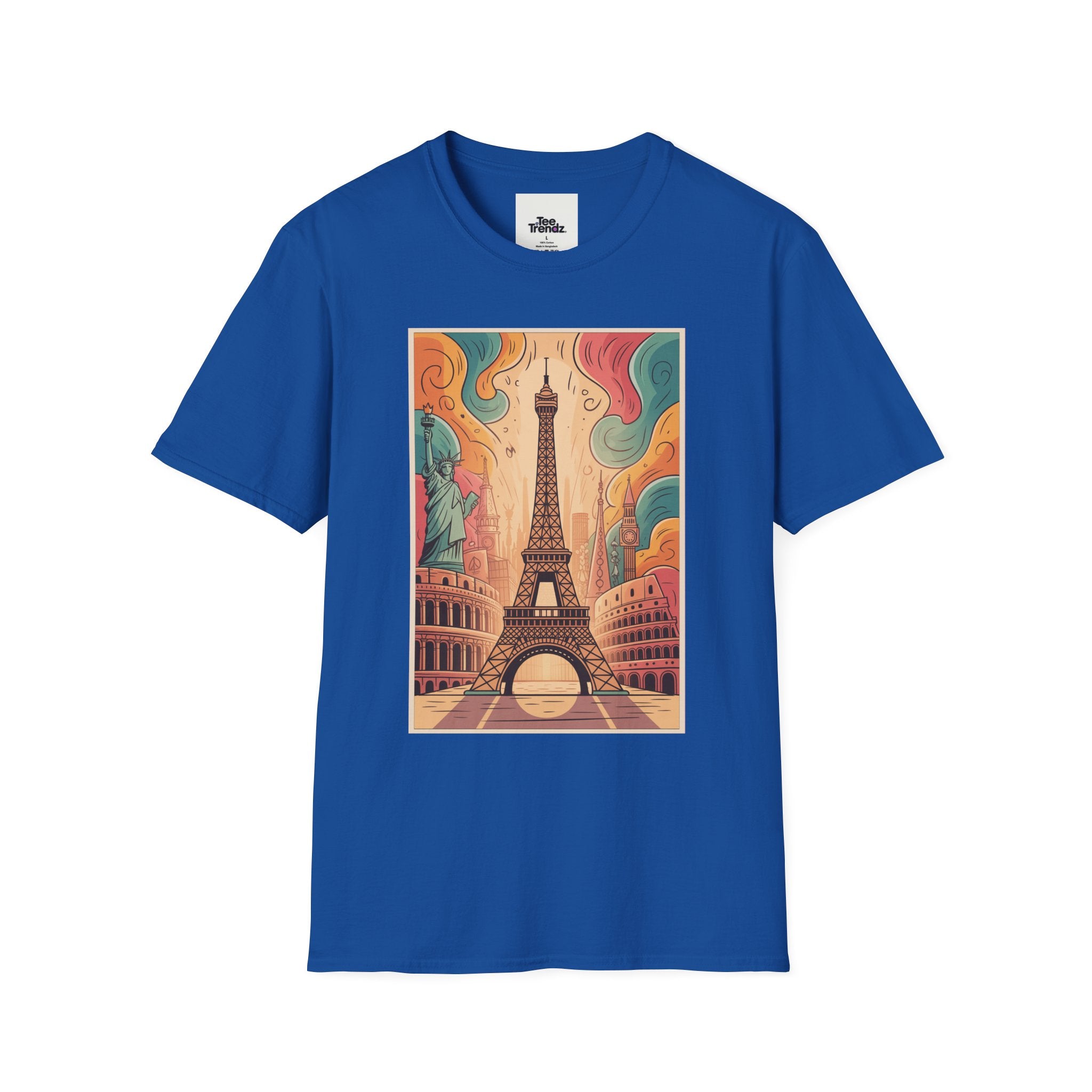 Eiffel Tower Retro Art T-Shirt — Vintage Paris Skyline Tee