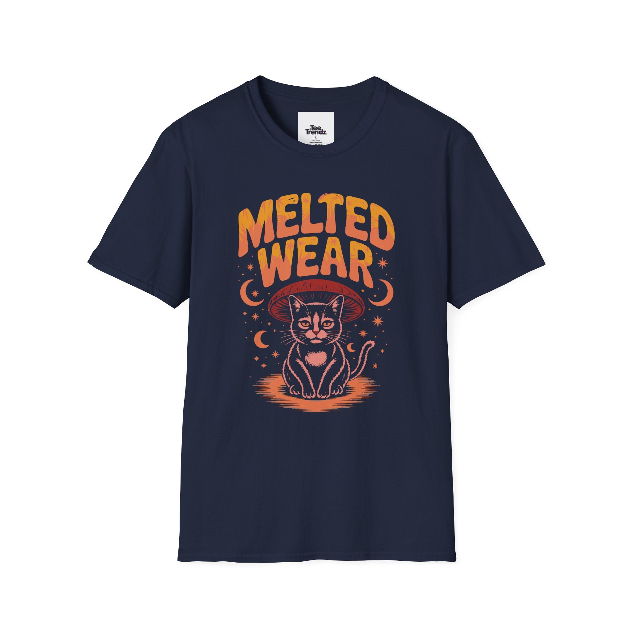Cat Graphic T-Shirt — "Melted Wear" Retro Moonlit Design