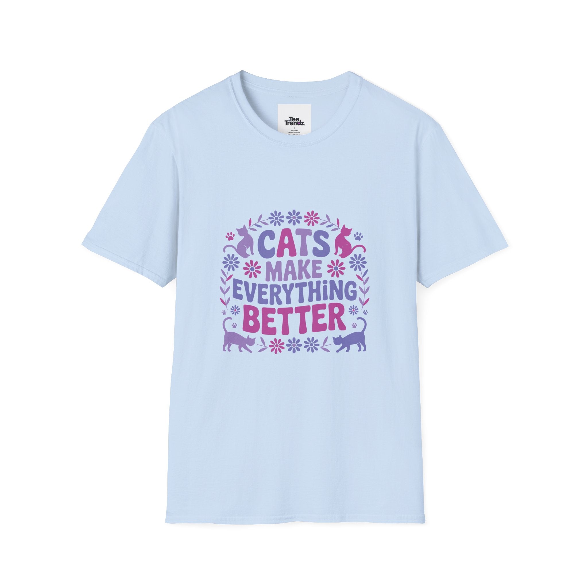 Cats Make Everything Better T-Shirt — Cute Purple Cat Lover Tee