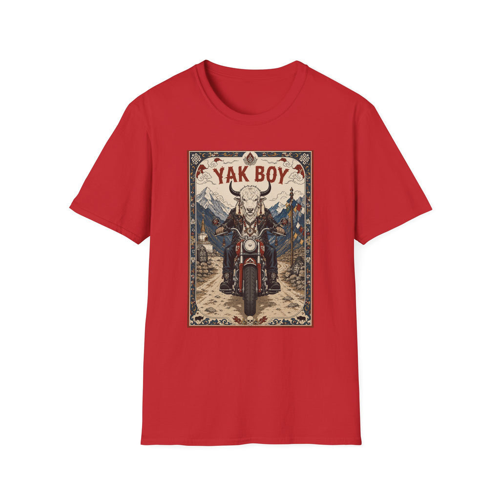 Yak Boy Motorcycle Graphic T‑Shirt — Vintage Mountain Biker Tee