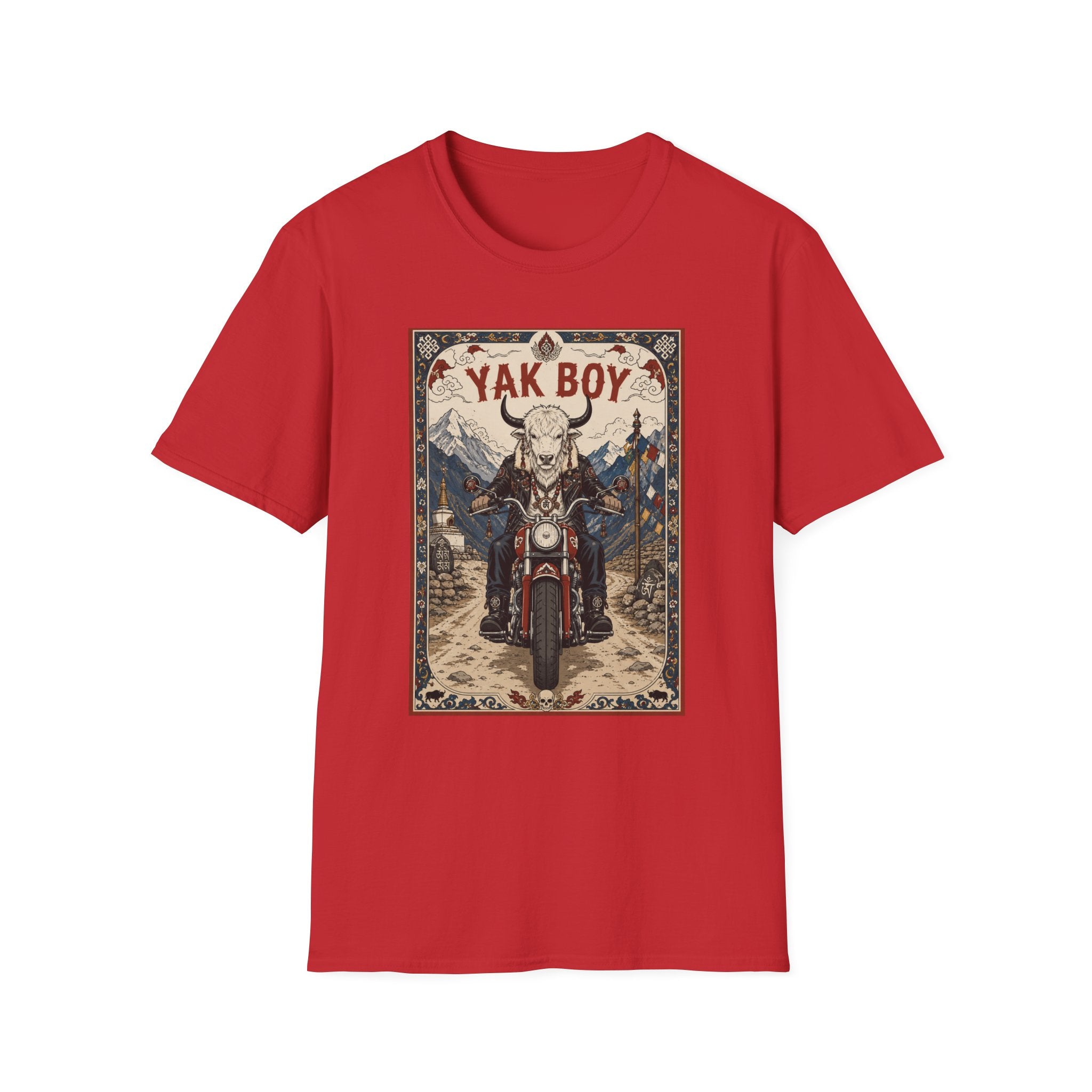 Yak Boy Motorcycle Graphic T‑Shirt — Vintage Mountain Biker Tee