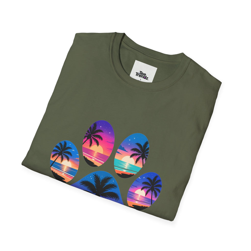 T-Shirt — Tropical Paw Sunset Graphic Tee