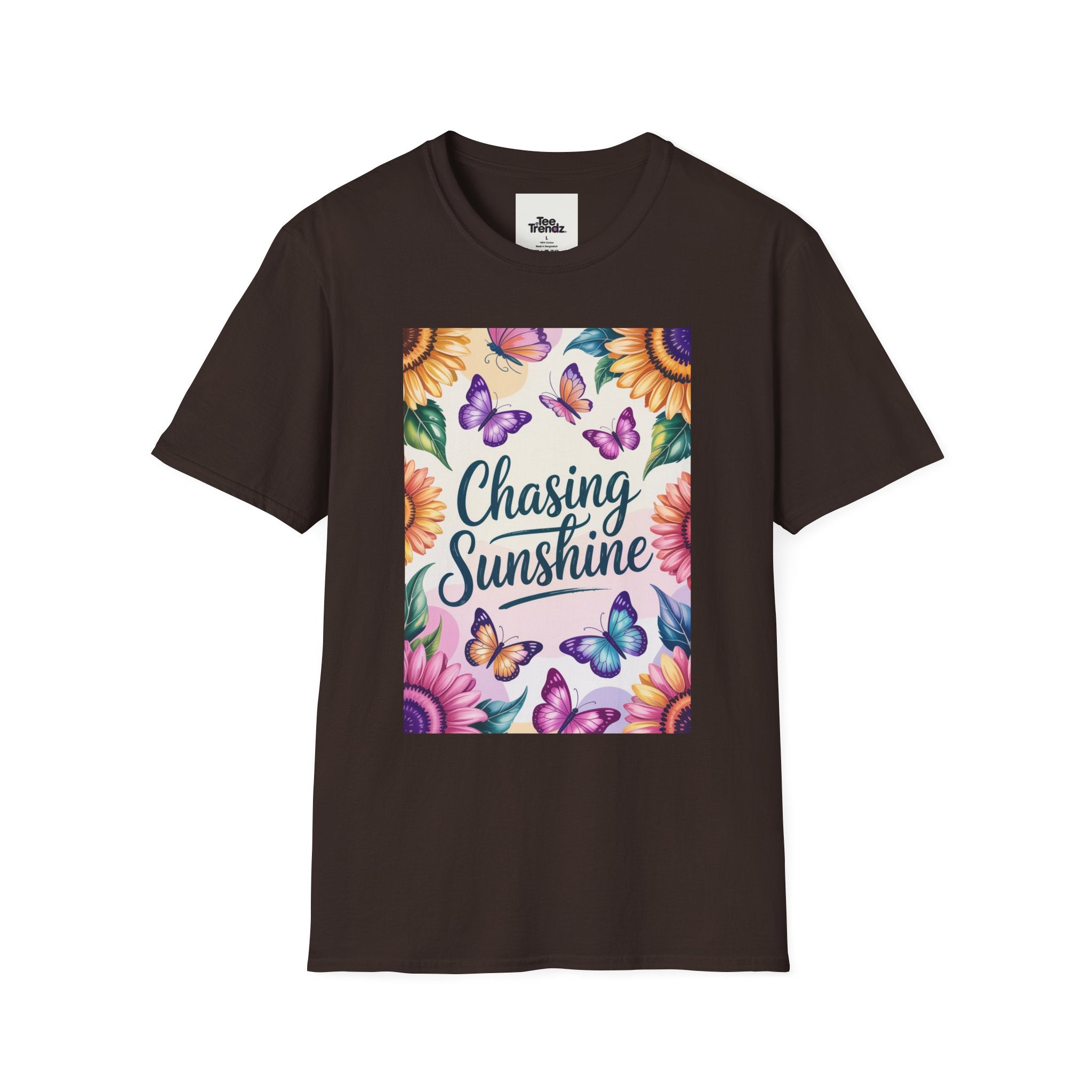 Chasing Sunshine T-Shirt — Floral Sunflower & Butterfly Graphic Tee