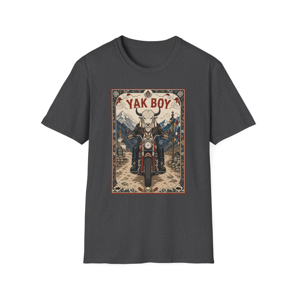 Yak Boy Motorcycle Graphic T‑Shirt — Vintage Mountain Biker Tee