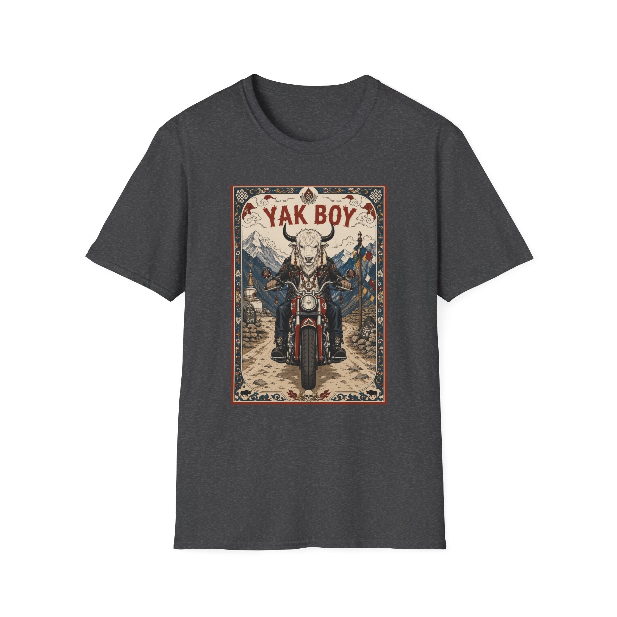 Yak Boy Motorcycle Graphic T‑Shirt — Vintage Mountain Biker Tee