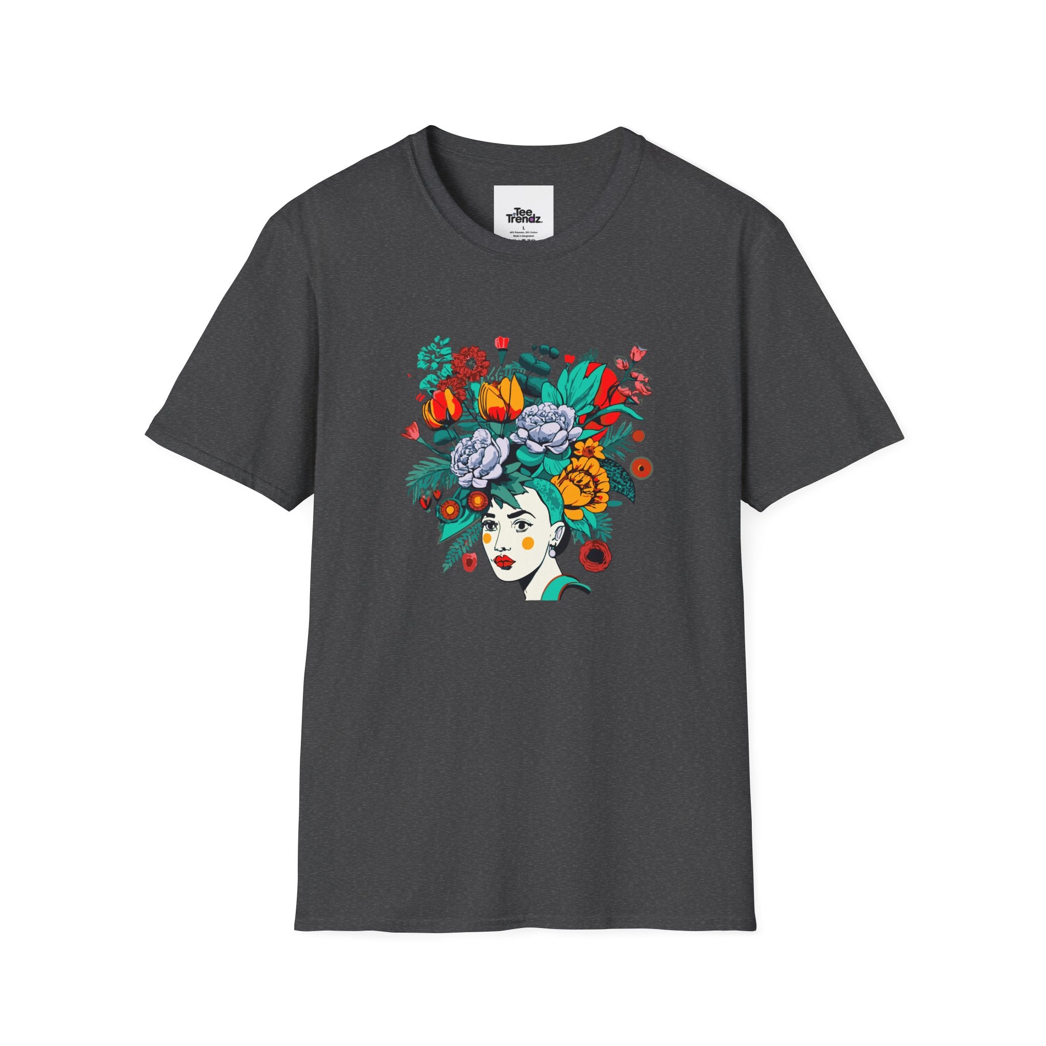 Floral Frida-Inspired Portrait T-Shirt