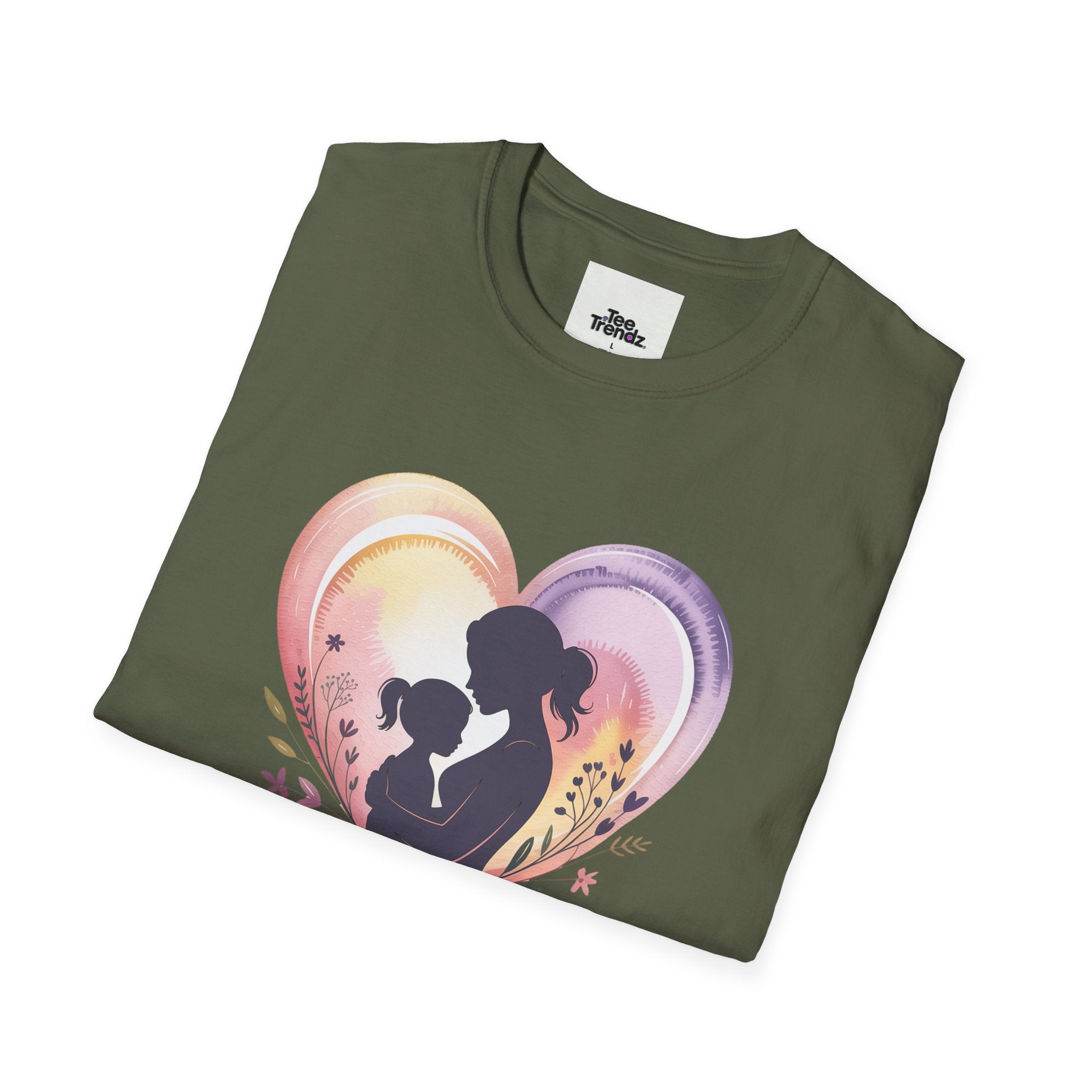 Mother's Love T-Shirt — Silhouette Heart Mom & Child Graphic (Mother's Day Gift)