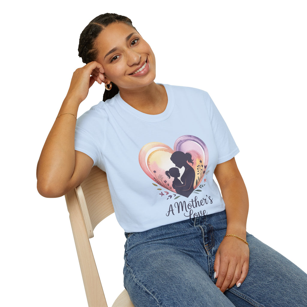 Mother's Love T-Shirt — Silhouette Heart Mom & Child Graphic (Mother's Day Gift)