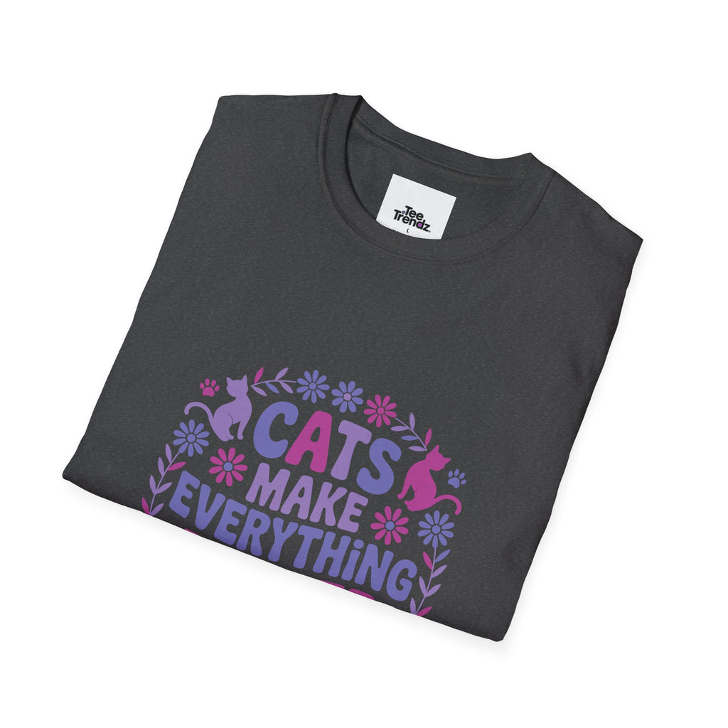 Cats Make Everything Better T-Shirt — Cute Purple Cat Lover Tee