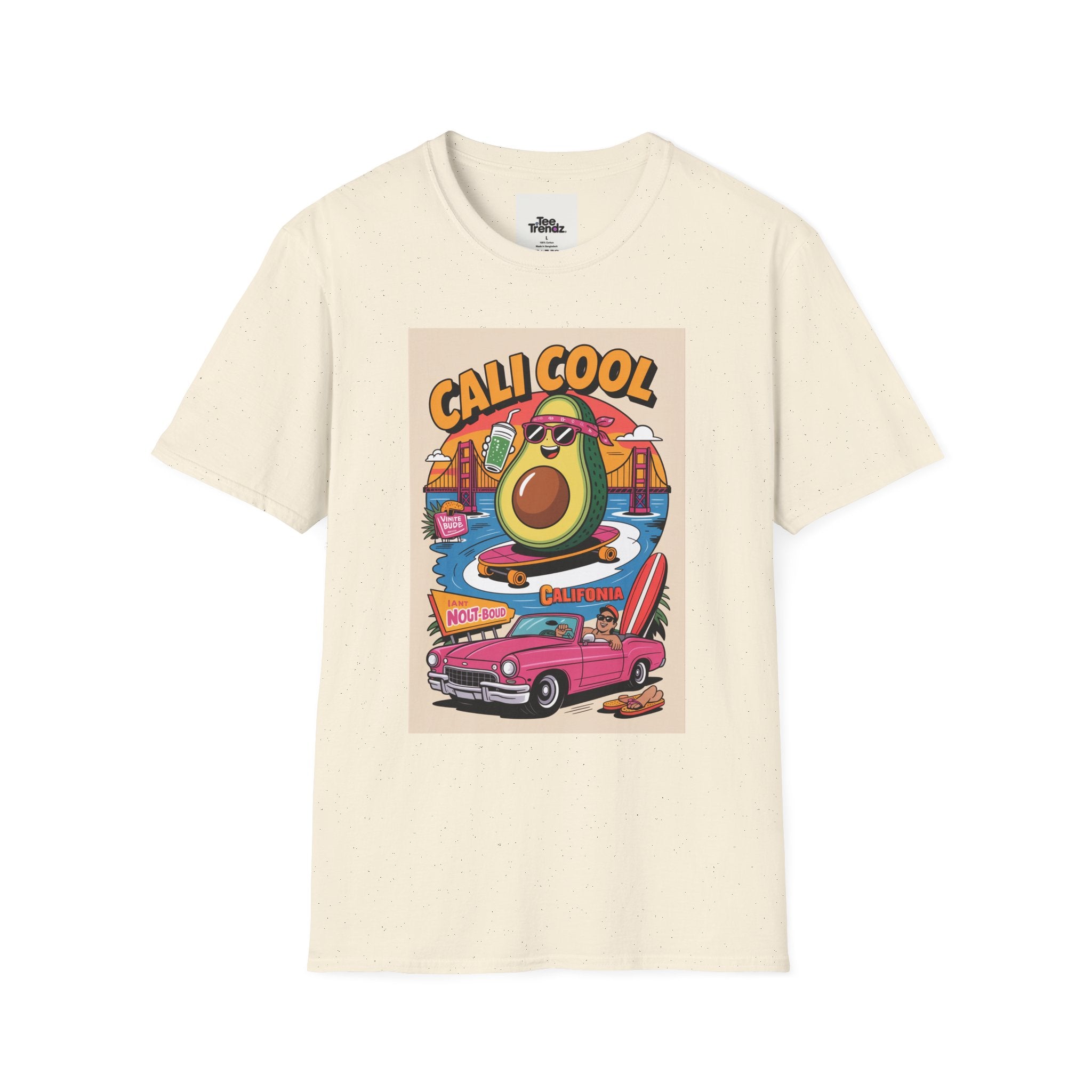 Cali Cool Avocado Tee — Retro Surfing California Graphic T-Shirt
