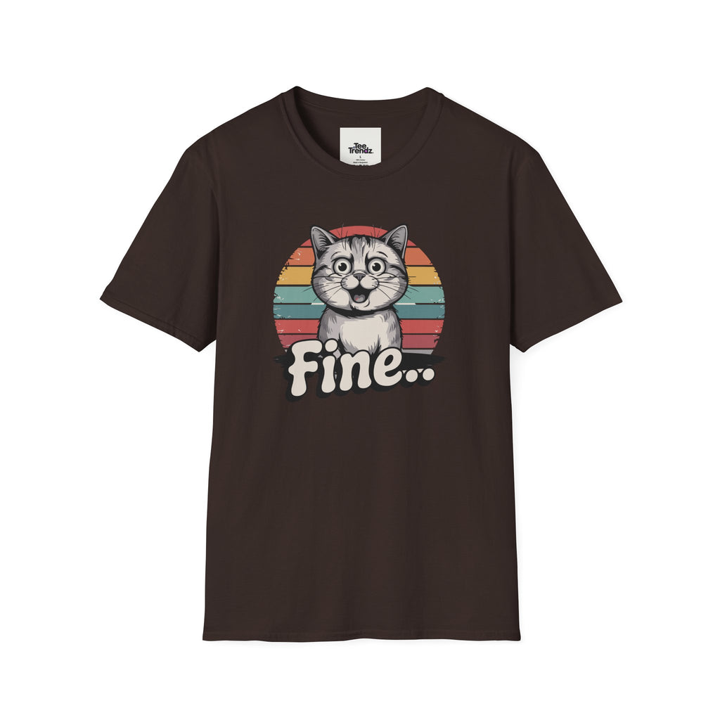 Fine… Cat T-Shirt — Retro Striped Cute Kitty Graphic Tee