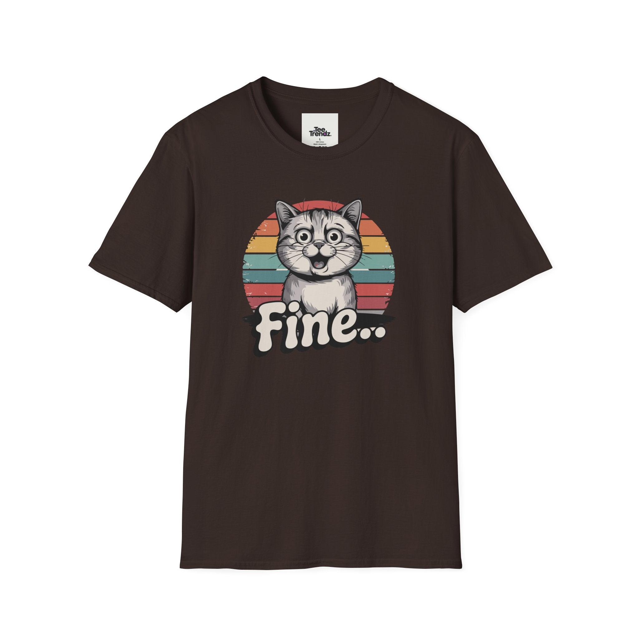 Fine… Cat T-Shirt — Retro Striped Cute Kitty Graphic Tee