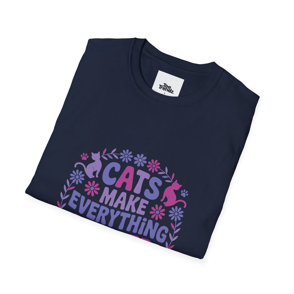 Cats Make Everything Better T-Shirt — Cute Purple Cat Lover Tee