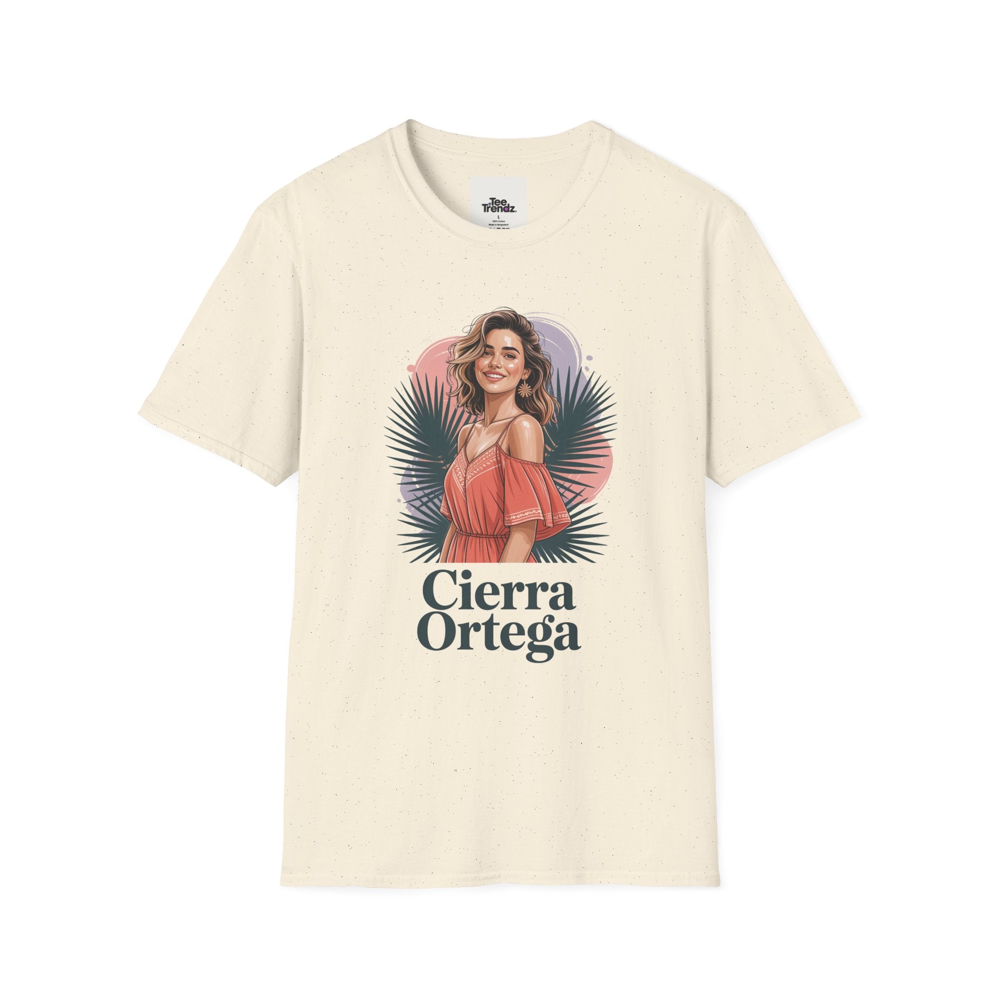 Personalized Portrait T‑Shirt — Custom Name "Cierra Ortega" Tropical Palm Graphic