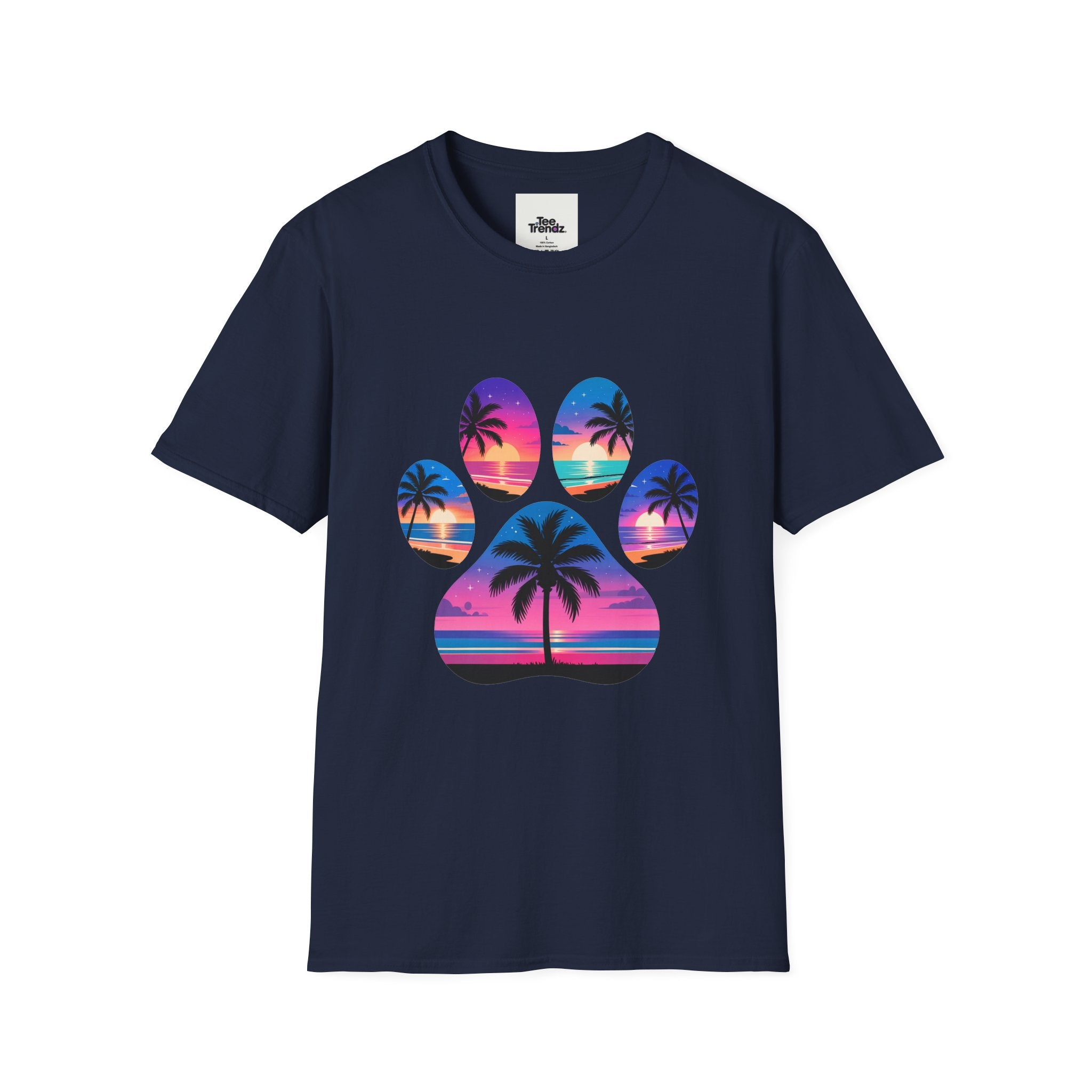 T-Shirt — Tropical Paw Sunset Graphic Tee