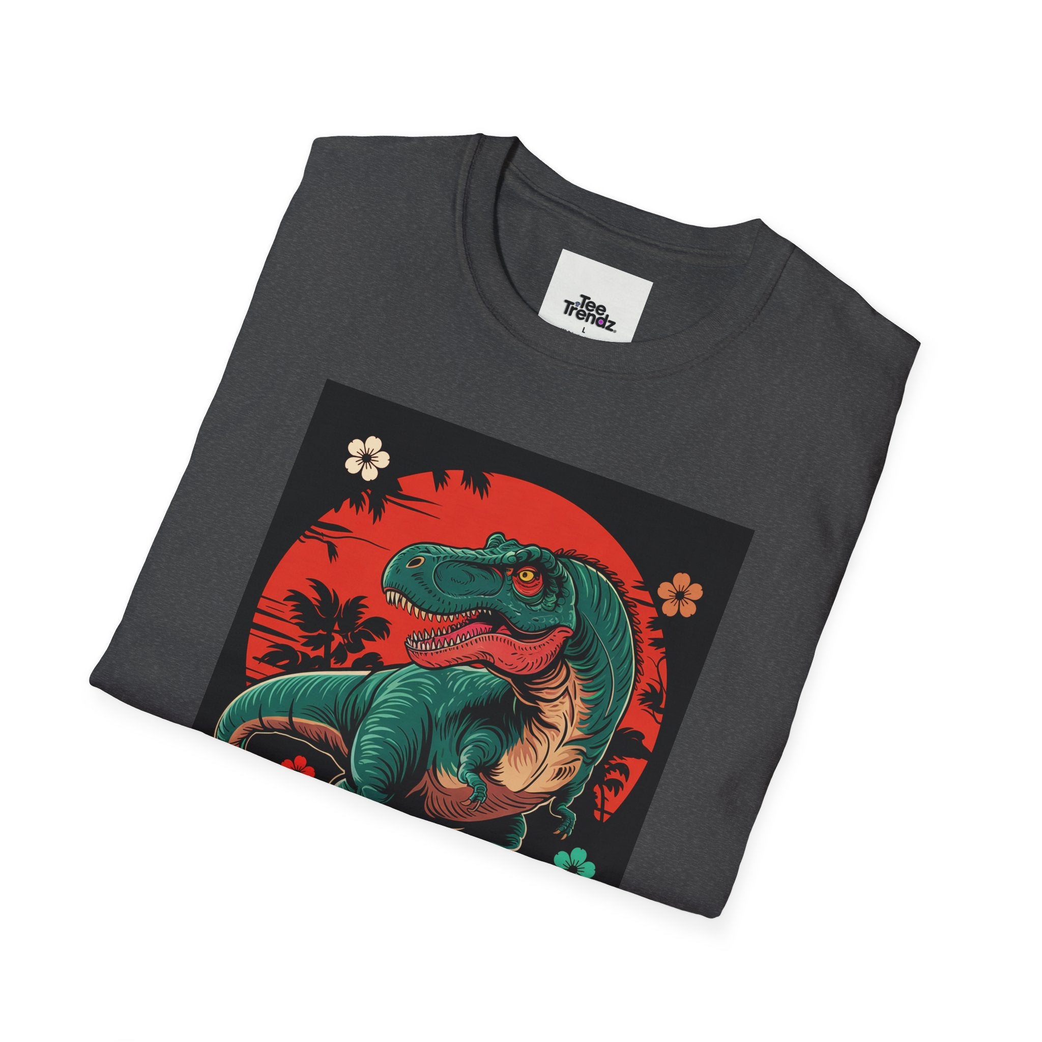 Dinosaur Retro Sunset T-Shirt — Japanese Kanji Dino Graphic