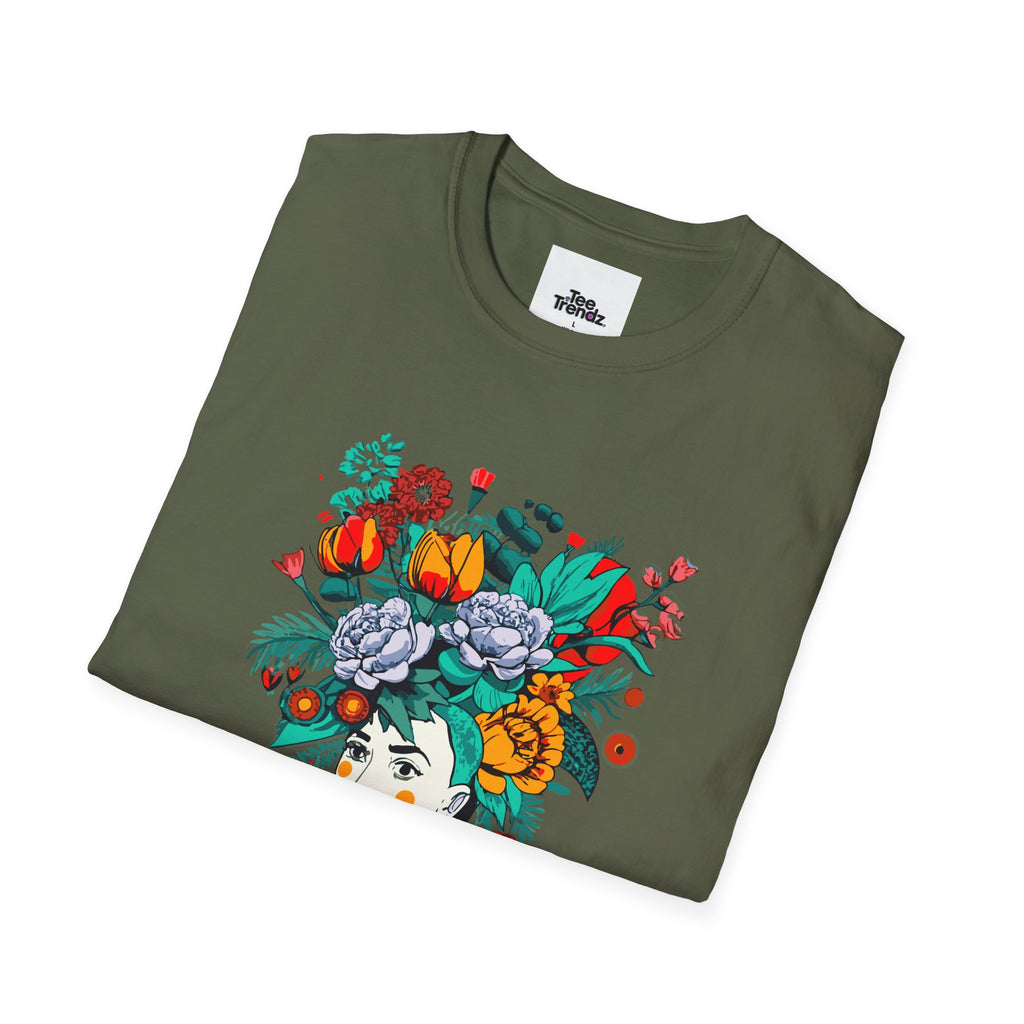 Floral Frida-Inspired Portrait T-Shirt