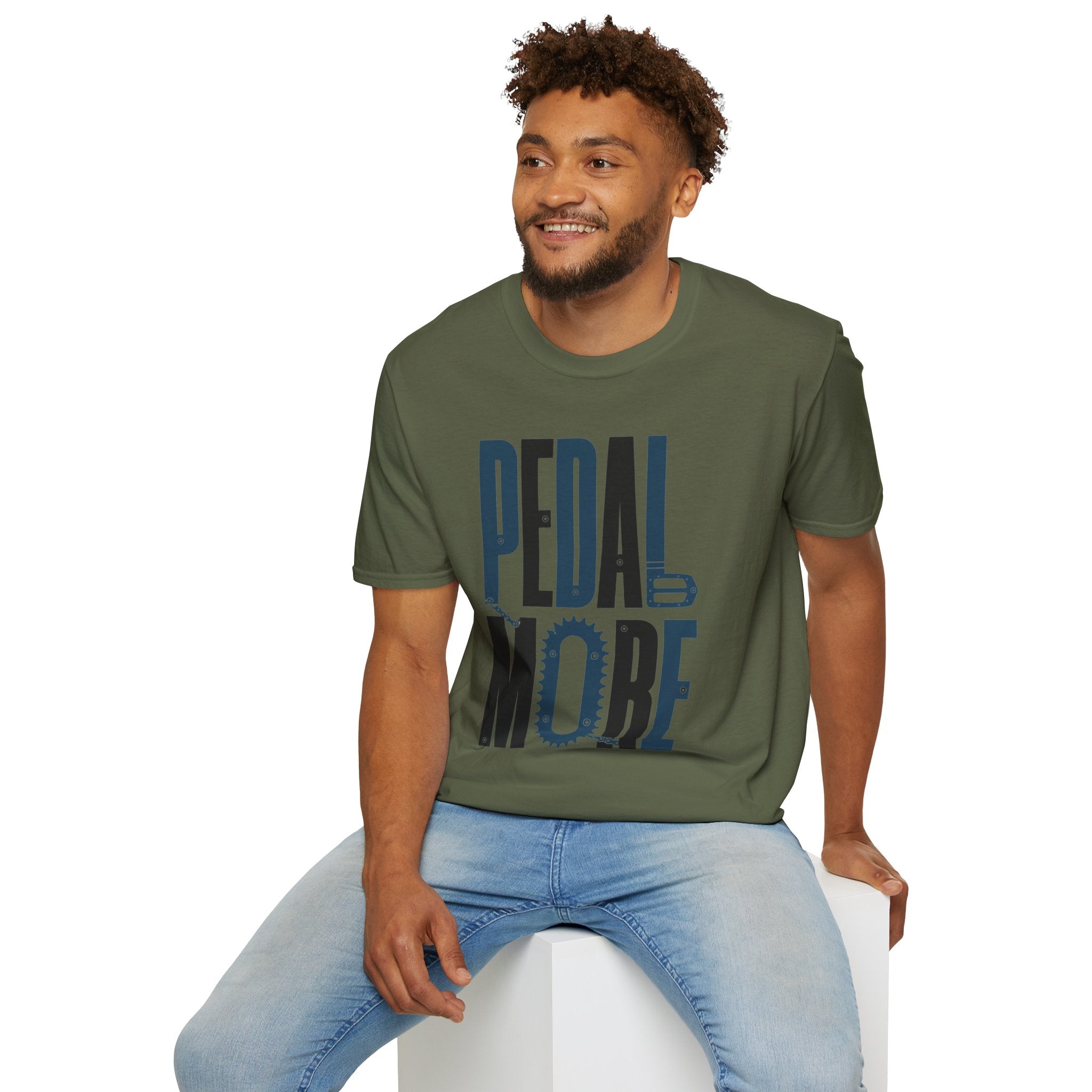 Pedal More T‑Shirt — Cycling Graphic Tee with Bike Pedal & Gear Design