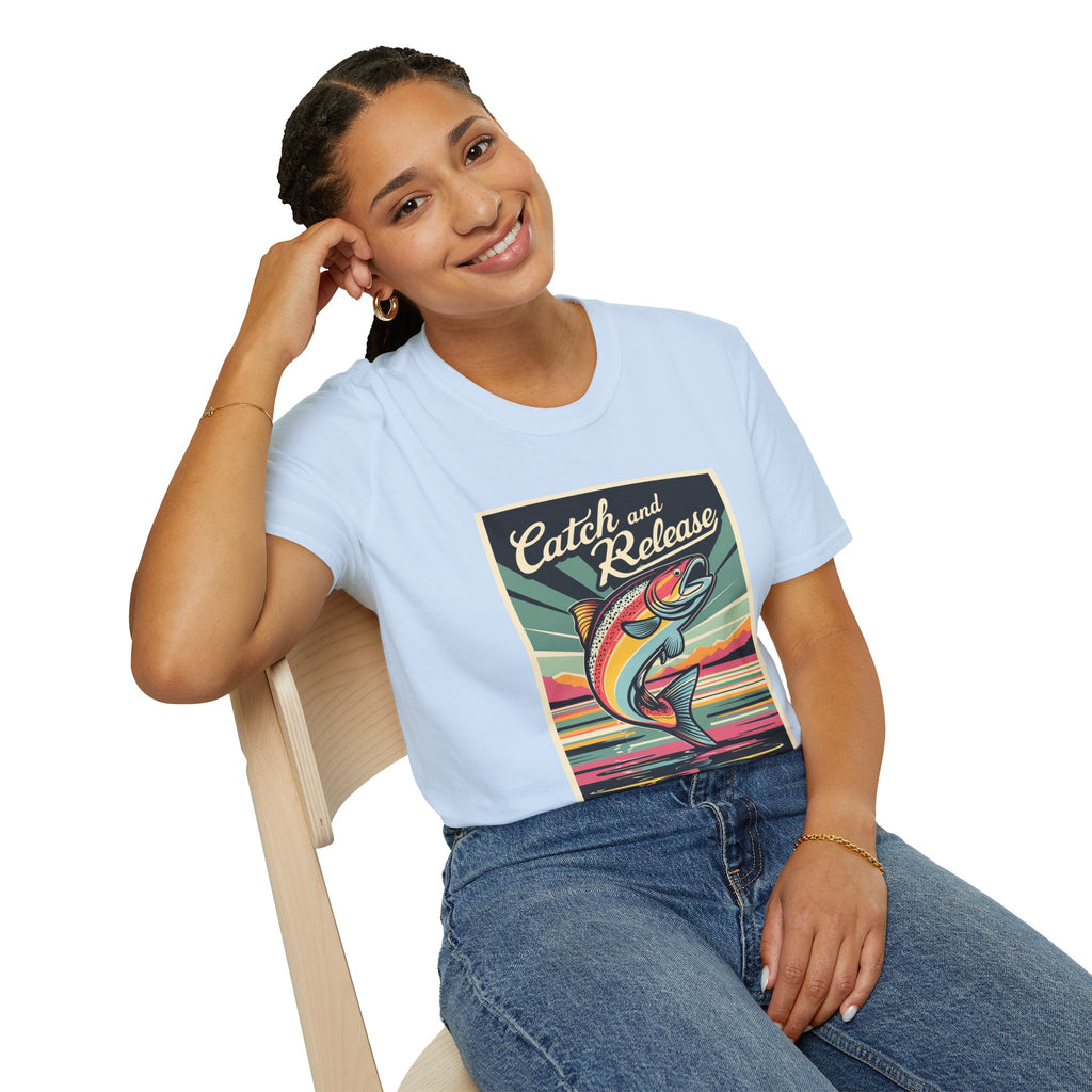 Catch and Release Fishing T-Shirt — Retro Trout Angler Tee