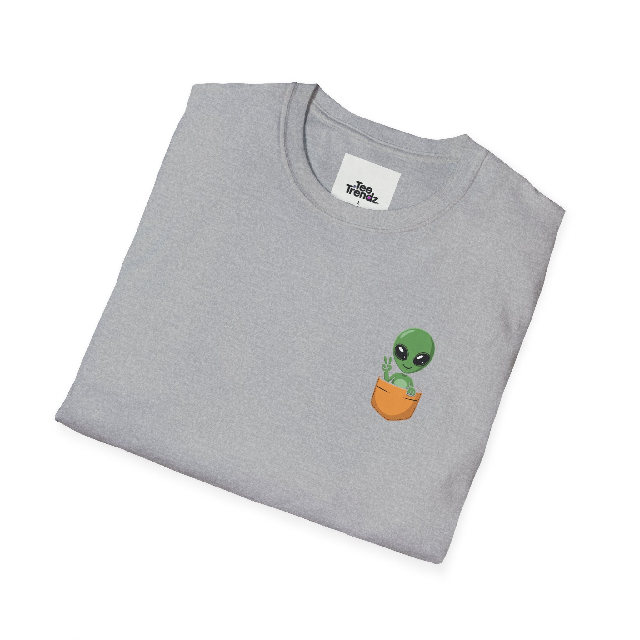 Alien Pocket T-Shirt — Cute Green Alien in Pocket Graphic Tee
