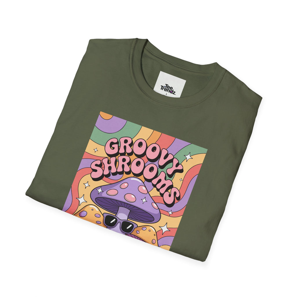 Groovy Shrooms T-Shirt – Retro Psychedelic Mushroom Tee