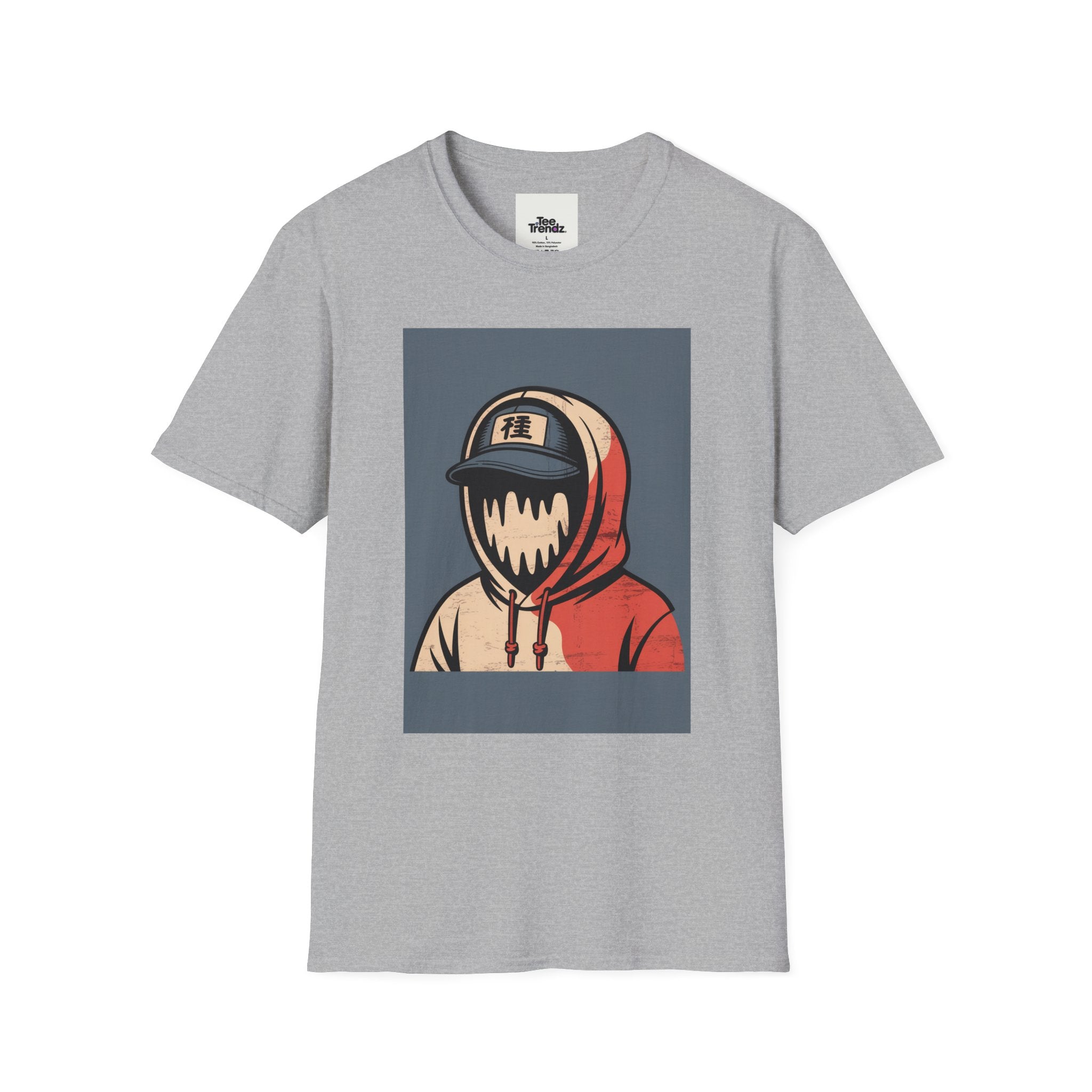 Hooded Mask Graphic T-Shirt — Streetwear Skater Hoodie Illustration