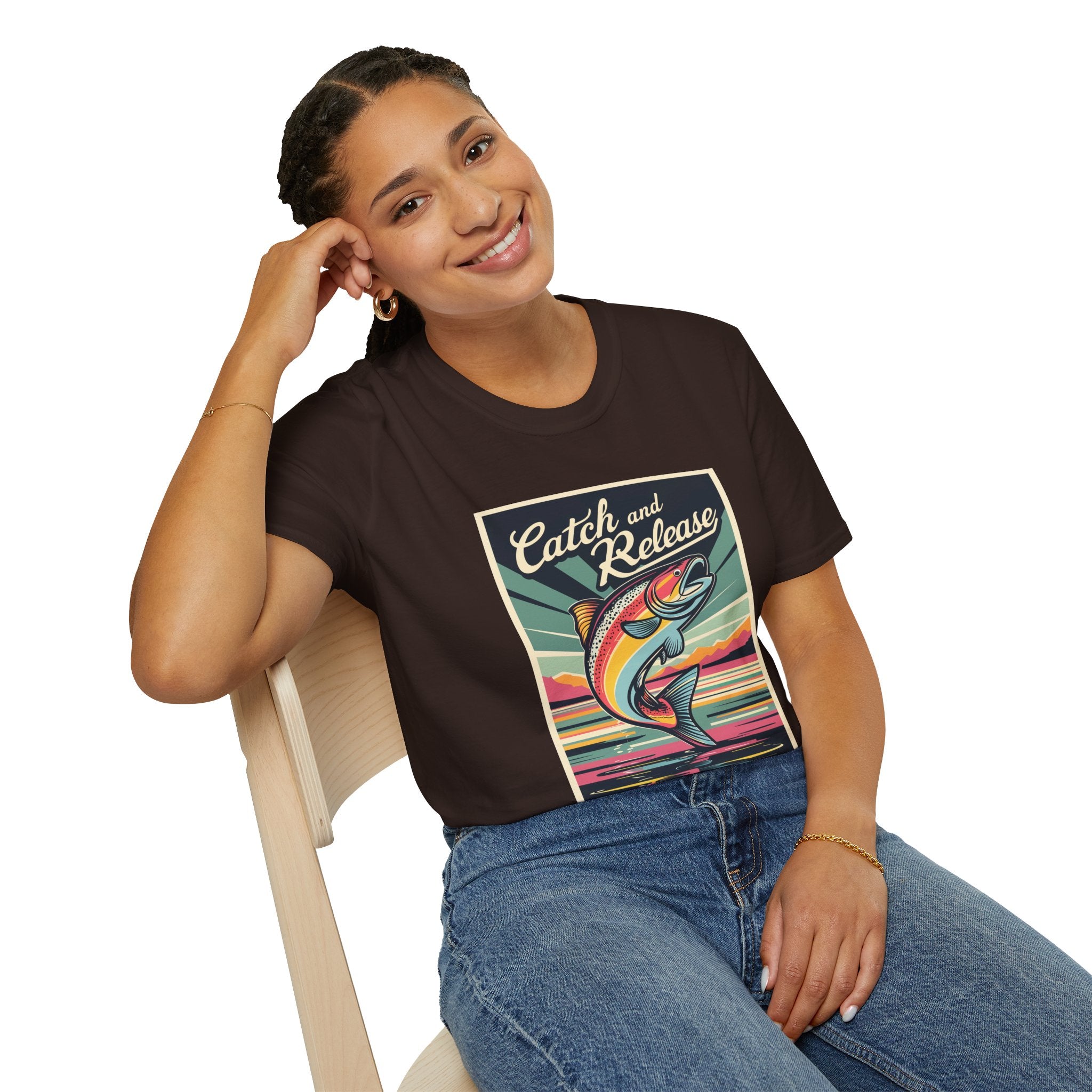 Catch and Release Fishing T-Shirt — Retro Trout Angler Tee