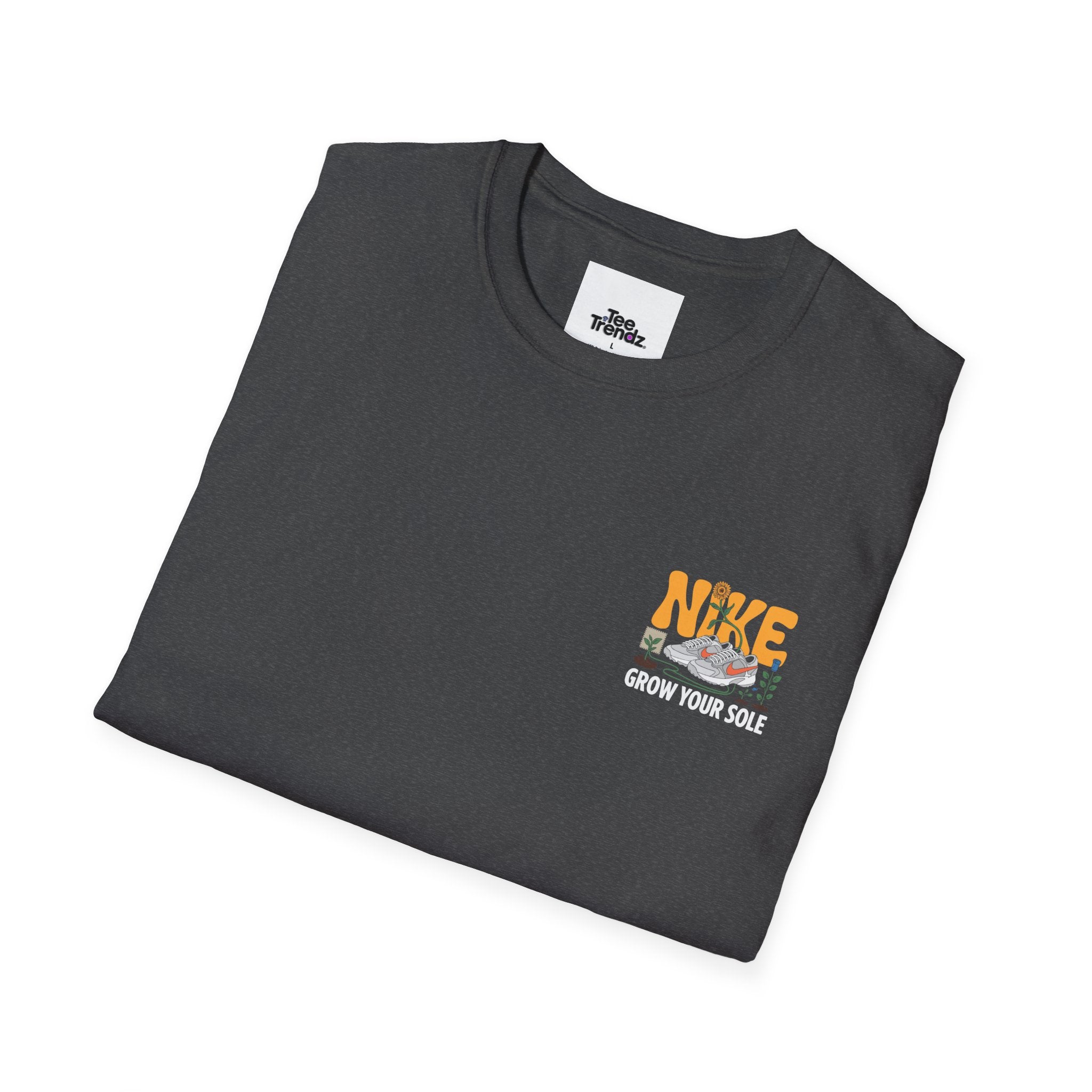 Graphic T‑Shirt — "Grow Your Sole" Retro Sneaker Pocket Design